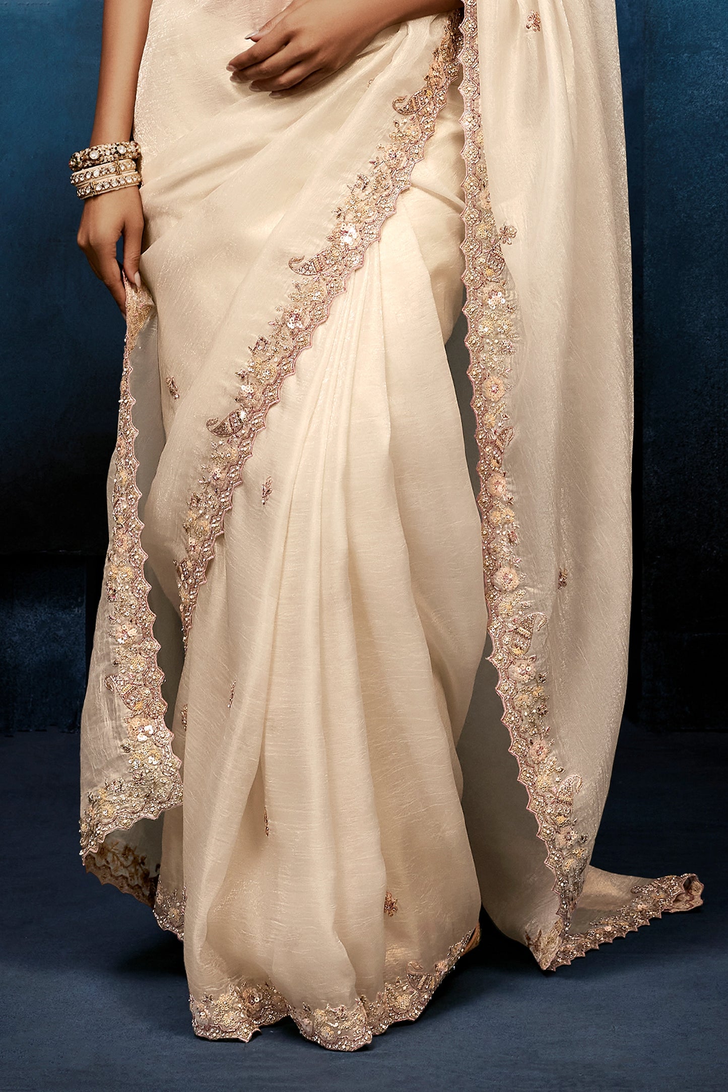 Off White Embroidered Organza Silk Saree-SAR12600_5_SareeButa.com