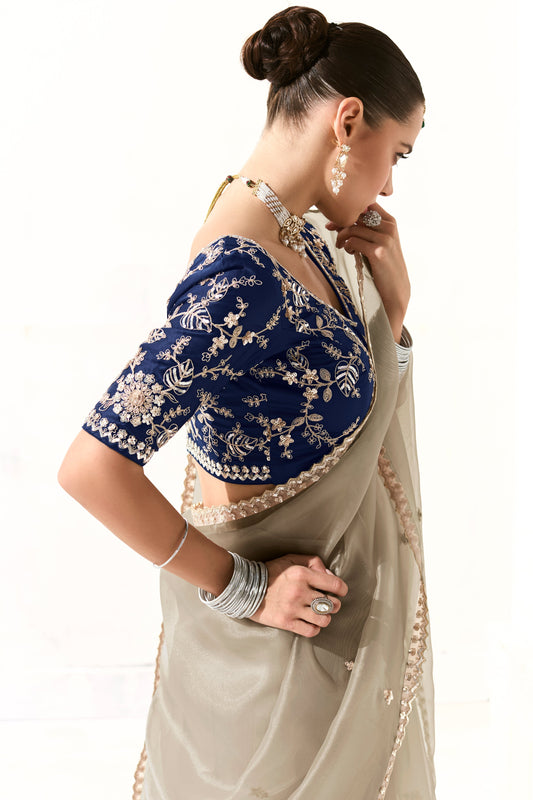 Off White Embroidered Organza Tissue Saree-ZB134743_2_SareeButa.com