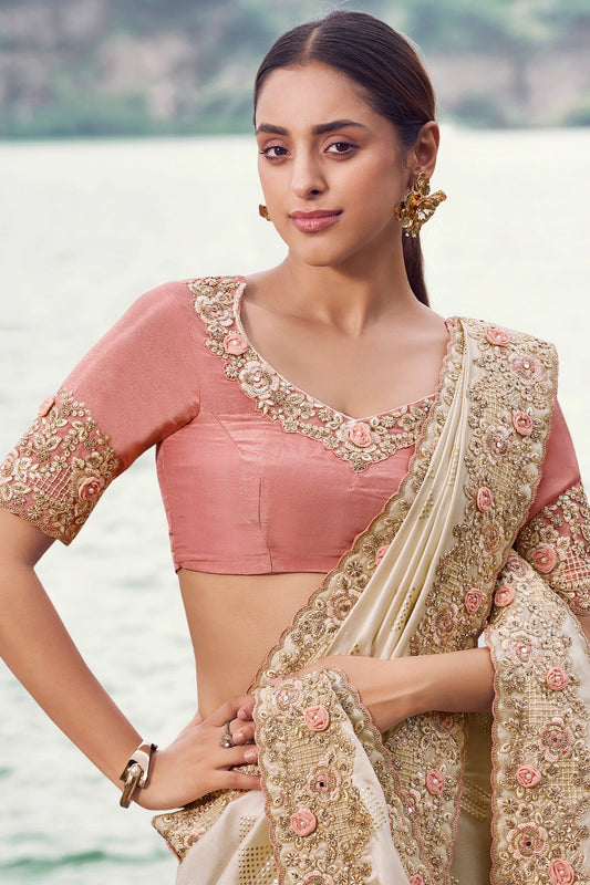 Off White Embroidered Satin Silk Saree-SAR11010_2_SareeButa.com