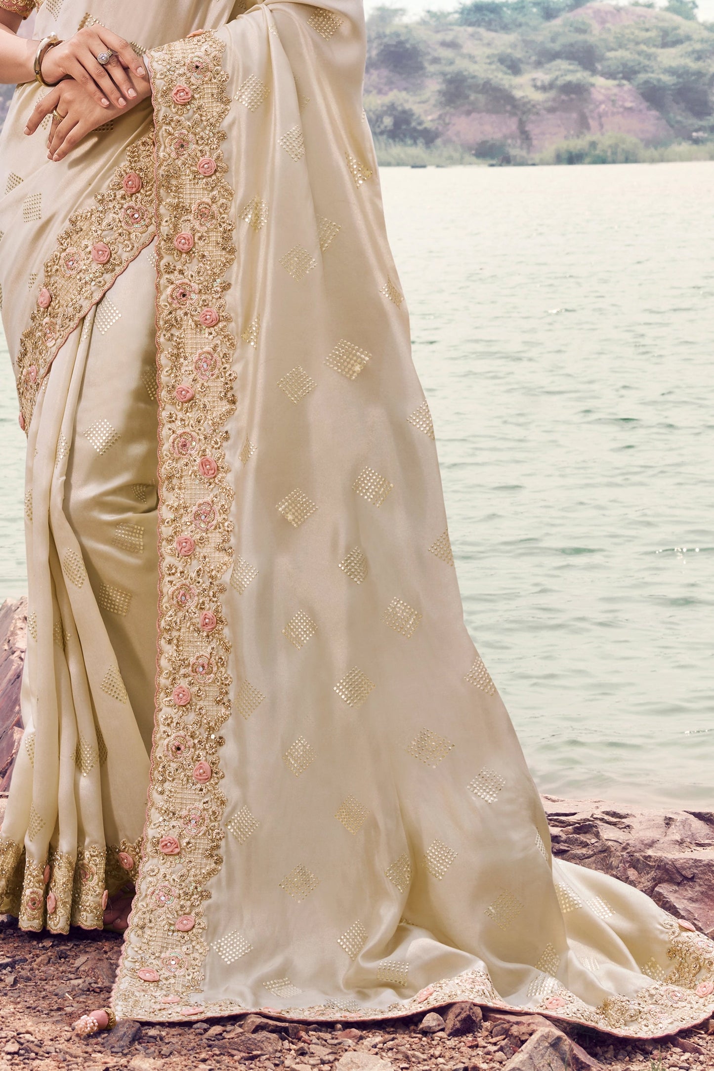 Off White Embroidered Satin Silk Saree-SAR11010_4_SareeButa.com