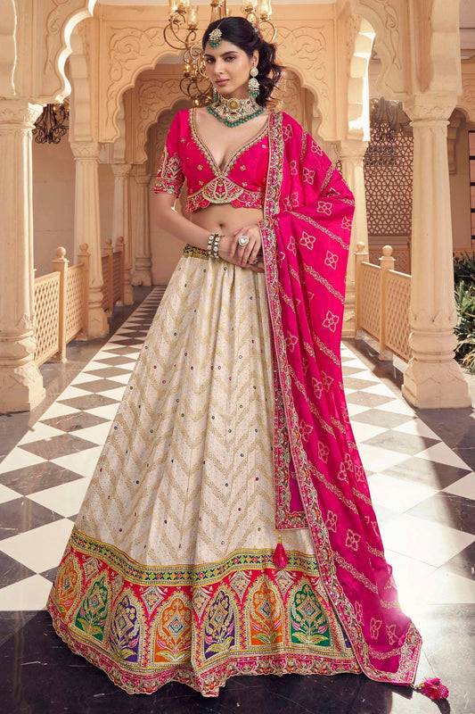 Off White Embroidered Semi-Stitched Viscose Silk Lehenga-SAR10346_1_SareeButa.com
