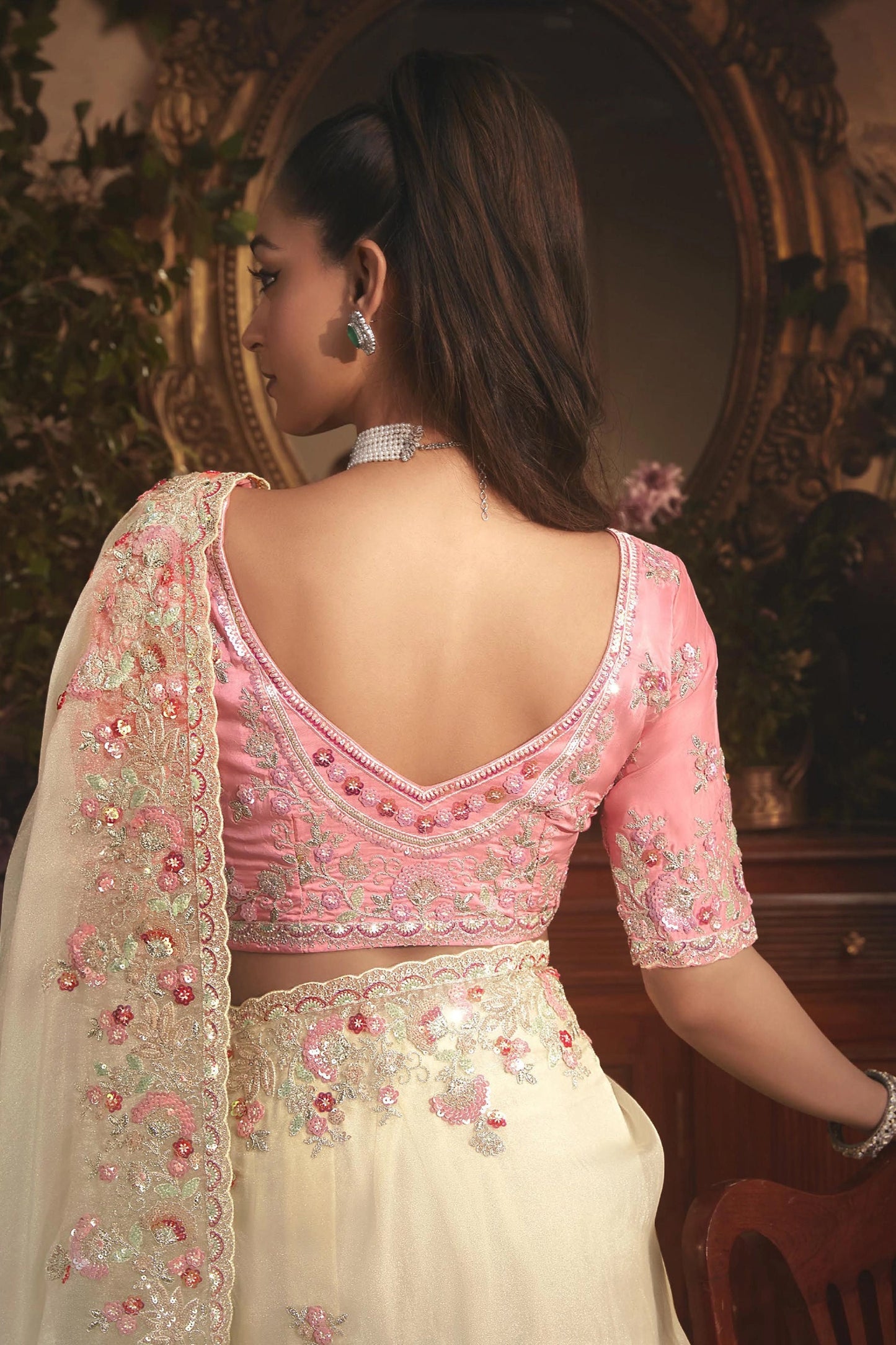 Off White Embroidered Tissue Organza Saree-SAR10237_3_SareeButa.com