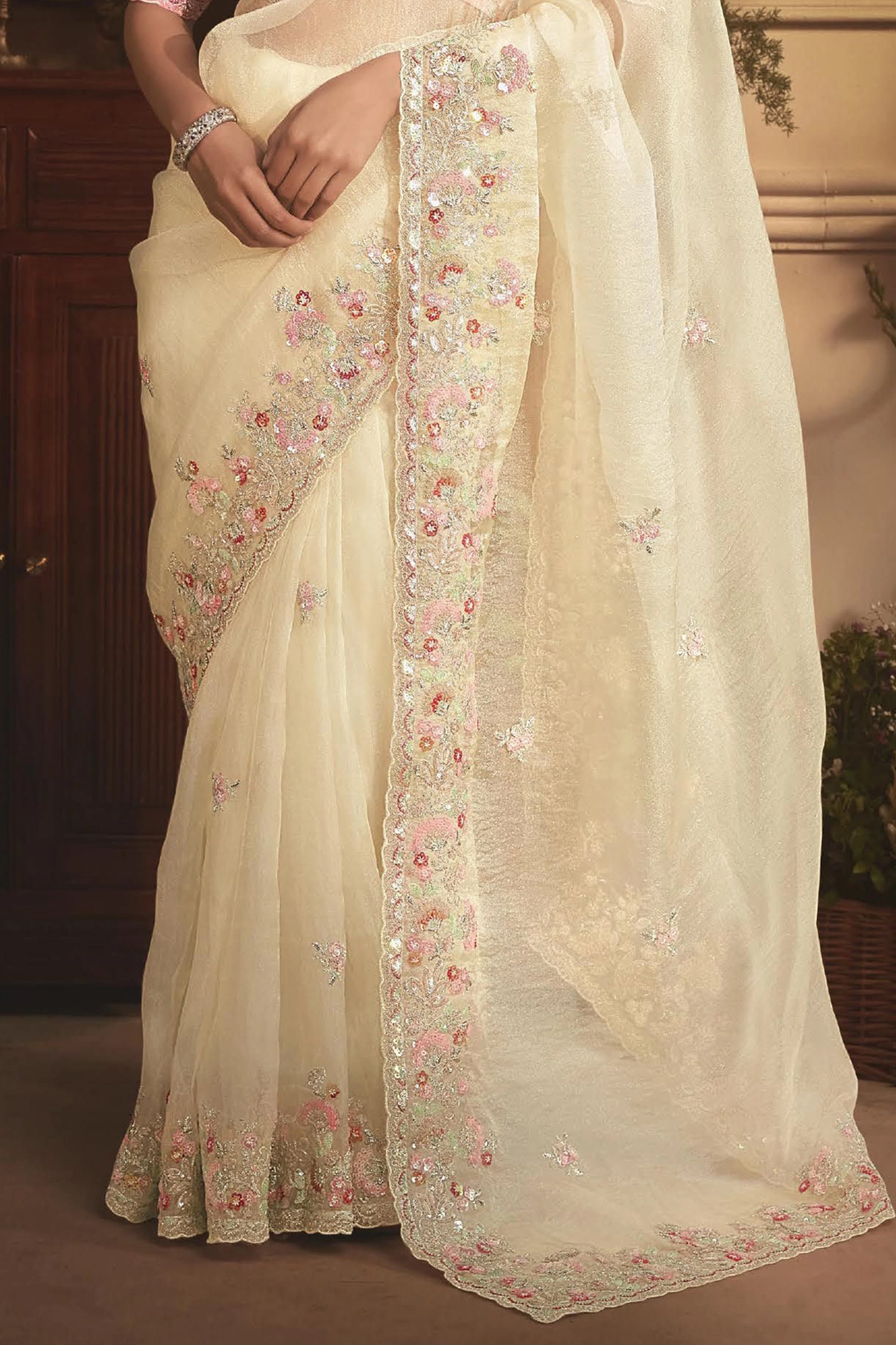 Off White Embroidered Tissue Organza Saree-SAR10237_5_SareeButa.com