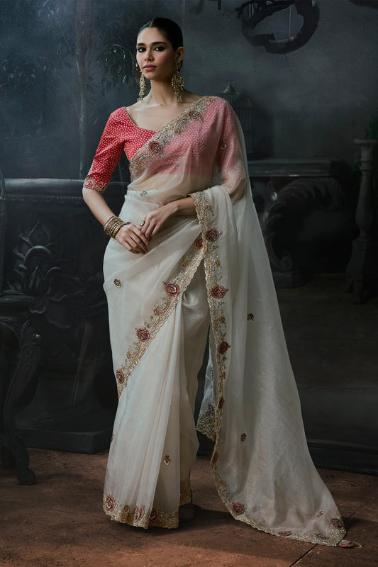 Off White Embroidered Tissue Organza Saree-SAR13100_1_SareeButa.com