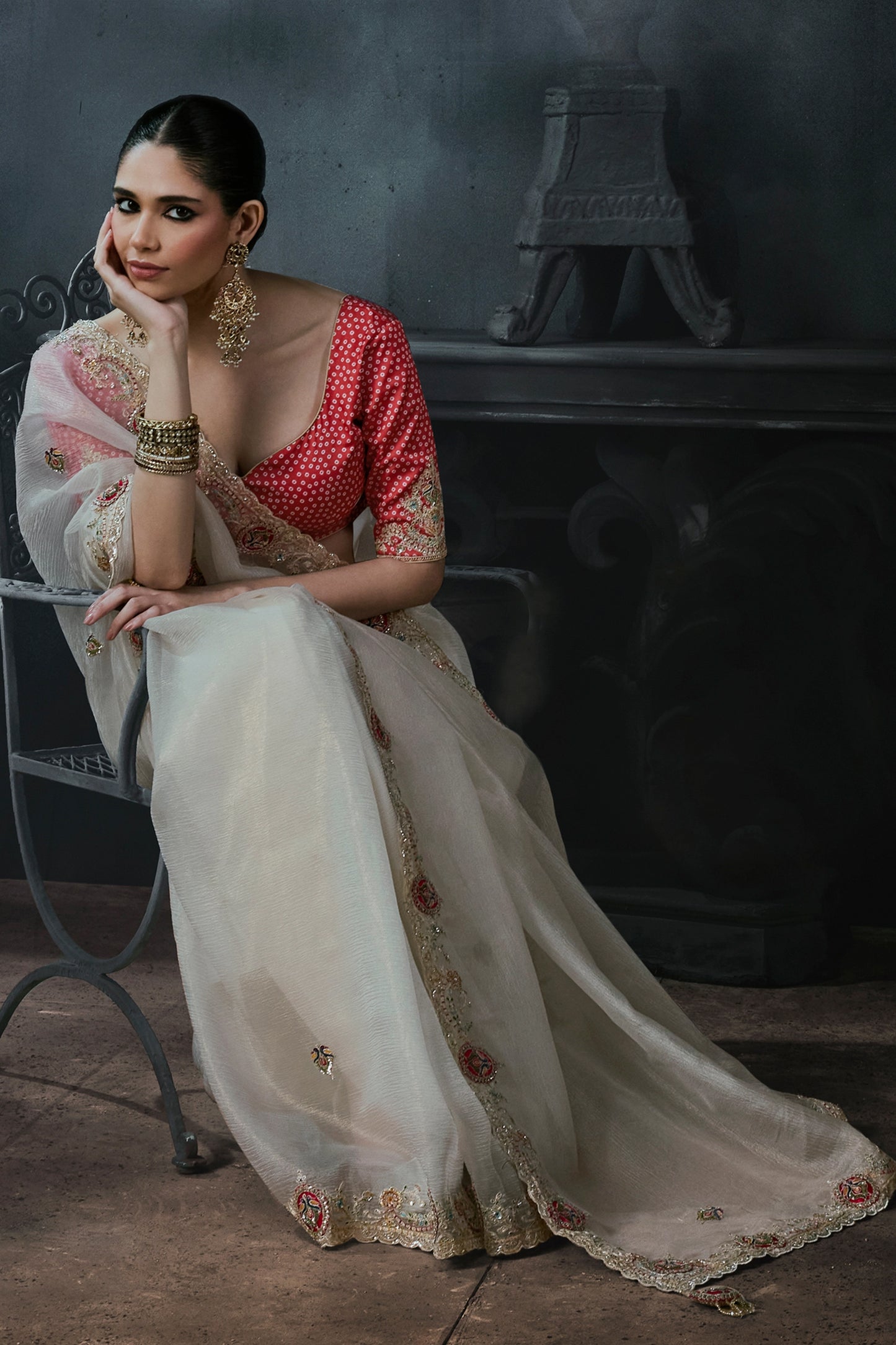 Off White Embroidered Tissue Organza Saree-SAR13100_4_SareeButa.com