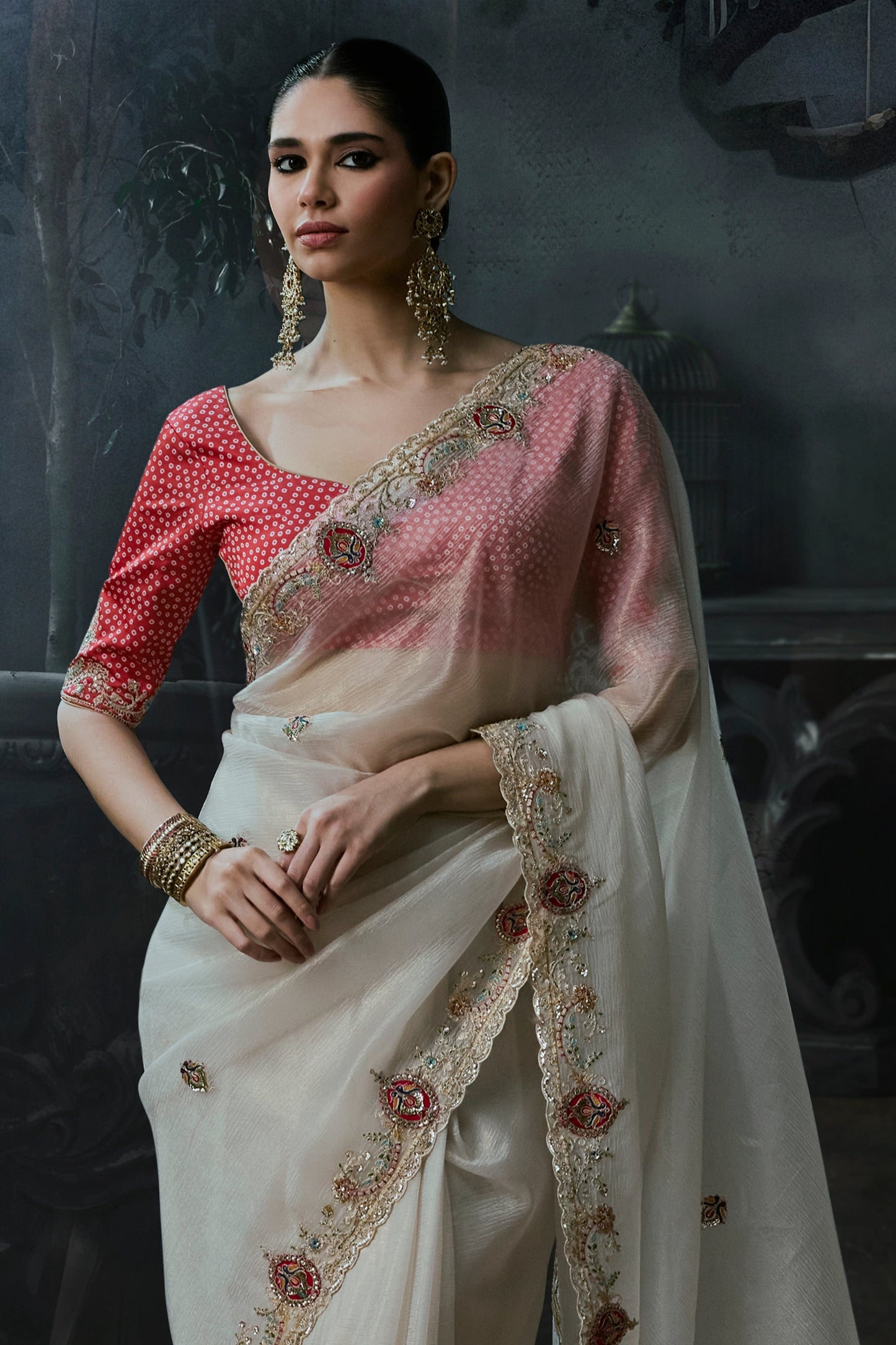 Off White Embroidered Tissue Organza Saree-SAR13100_5_SareeButa.com