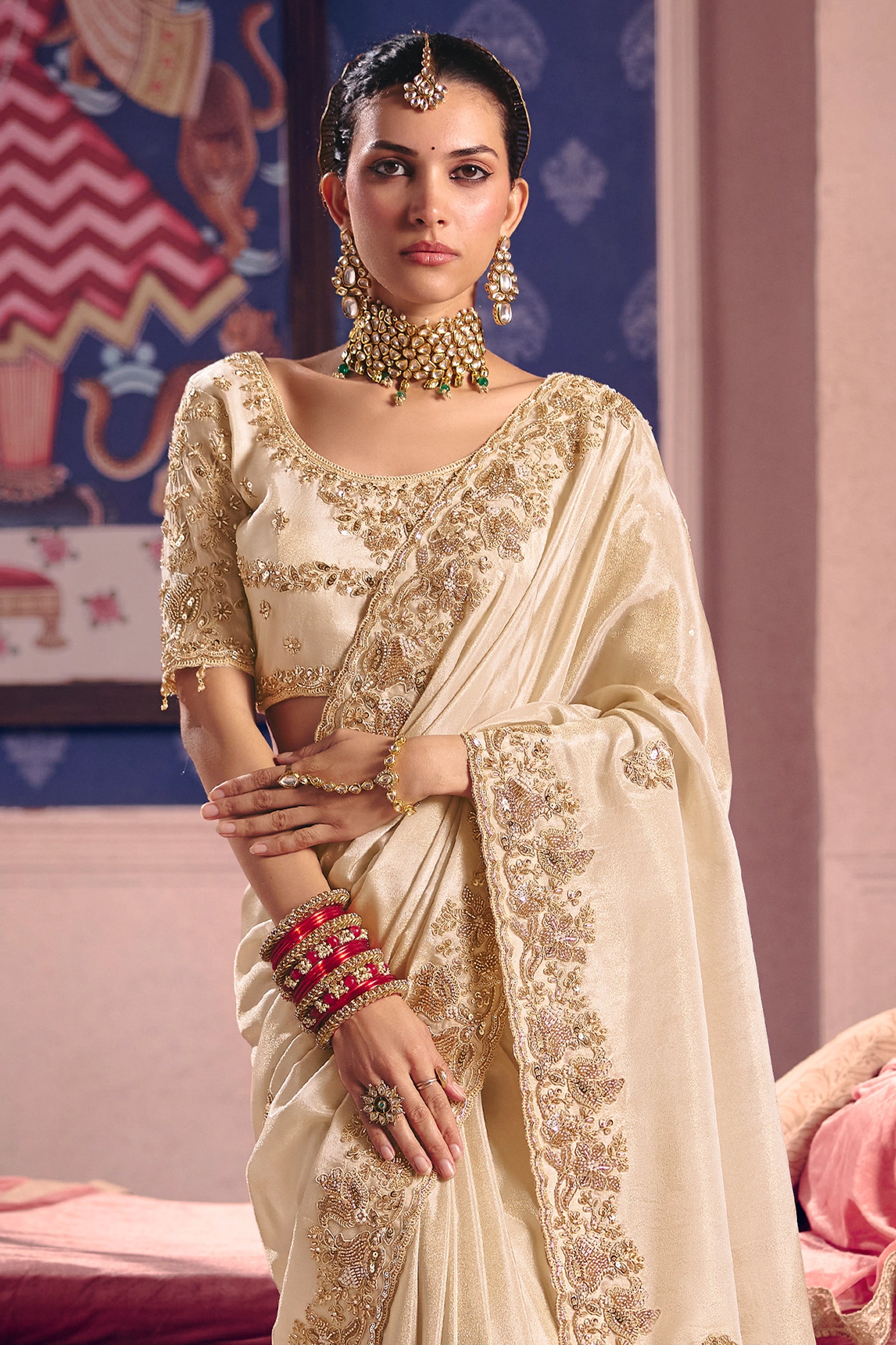 Off White Embroidered Viscose Zari Tissue Saree-SAR12585_4_SareeButa.com