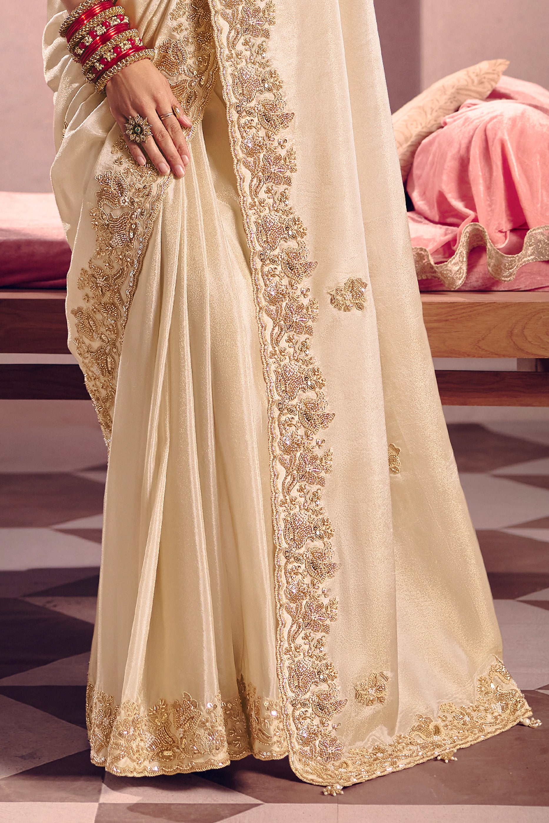 Off White Embroidered Viscose Zari Tissue Saree-SAR12585_5_SareeButa.com
