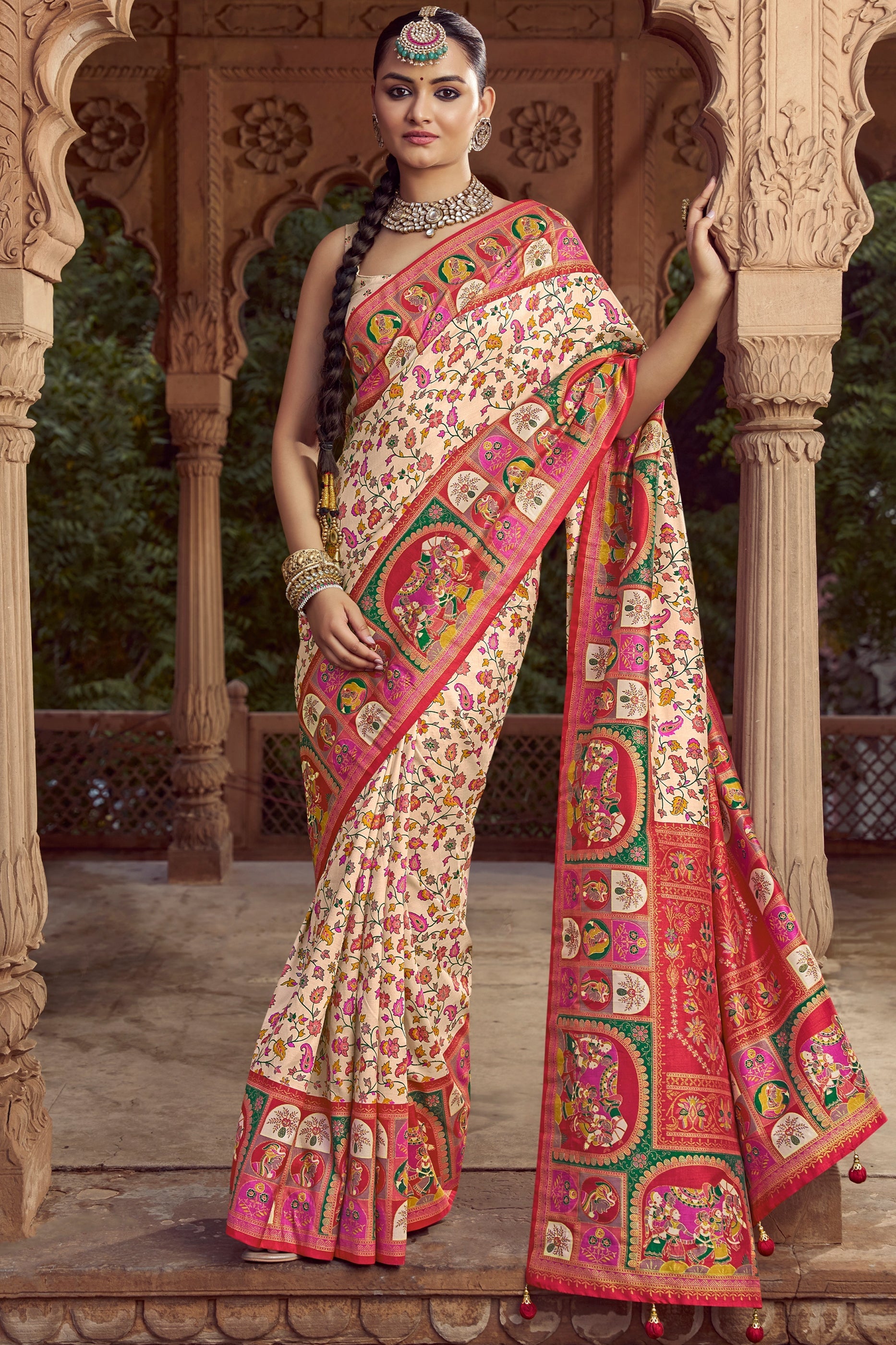 Off White Pashmina Printed Viscose Silk Saree-SAR10408_1_SareeButa.com