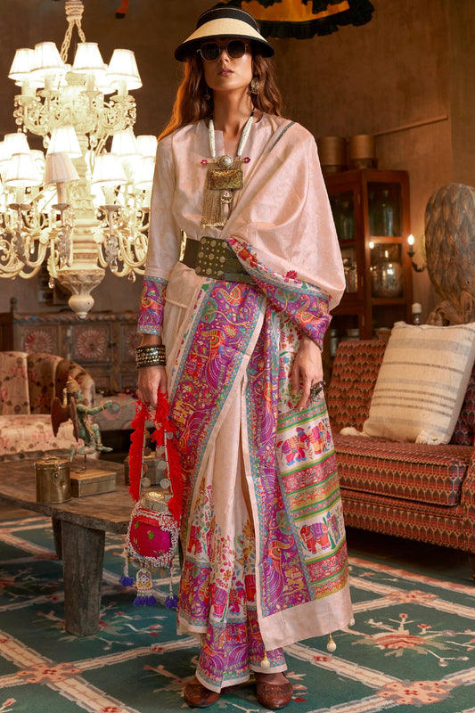 Off White Printed Silk Saree-SAR11268_1_SareeButa.com