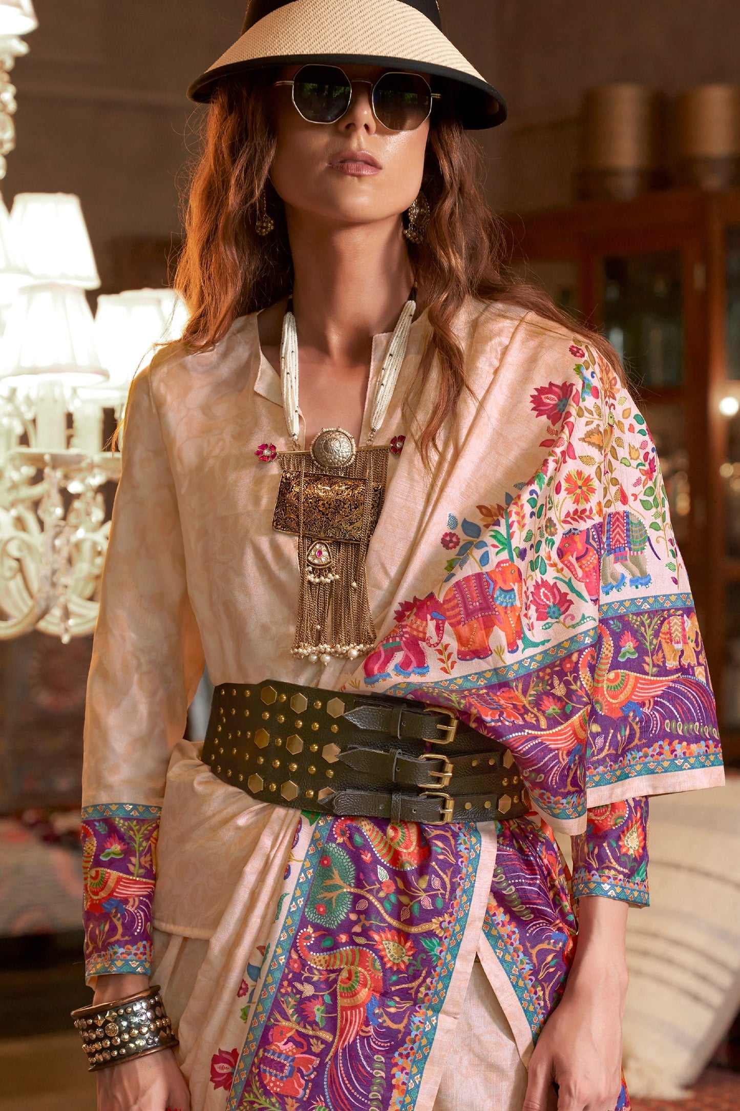 Off White Printed Silk Saree-SAR11268_2_SareeButa.com