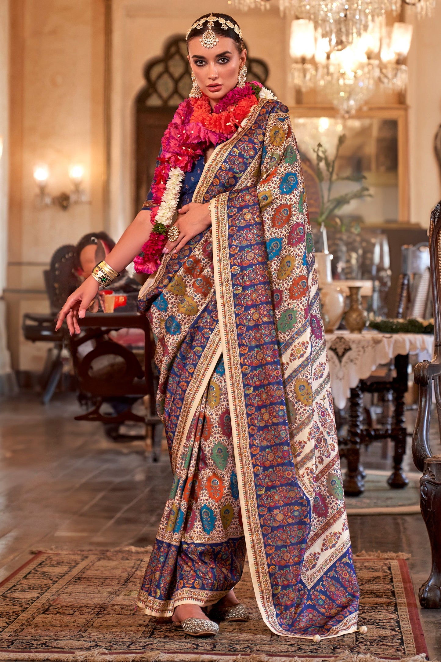 Off White Printed Viscose Silk Saree-SAR10105_1_SareeButa.com