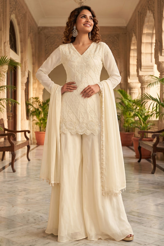Off White Readymade Bead Work Chinon Suit-SAR13010_1_SareeButa.com