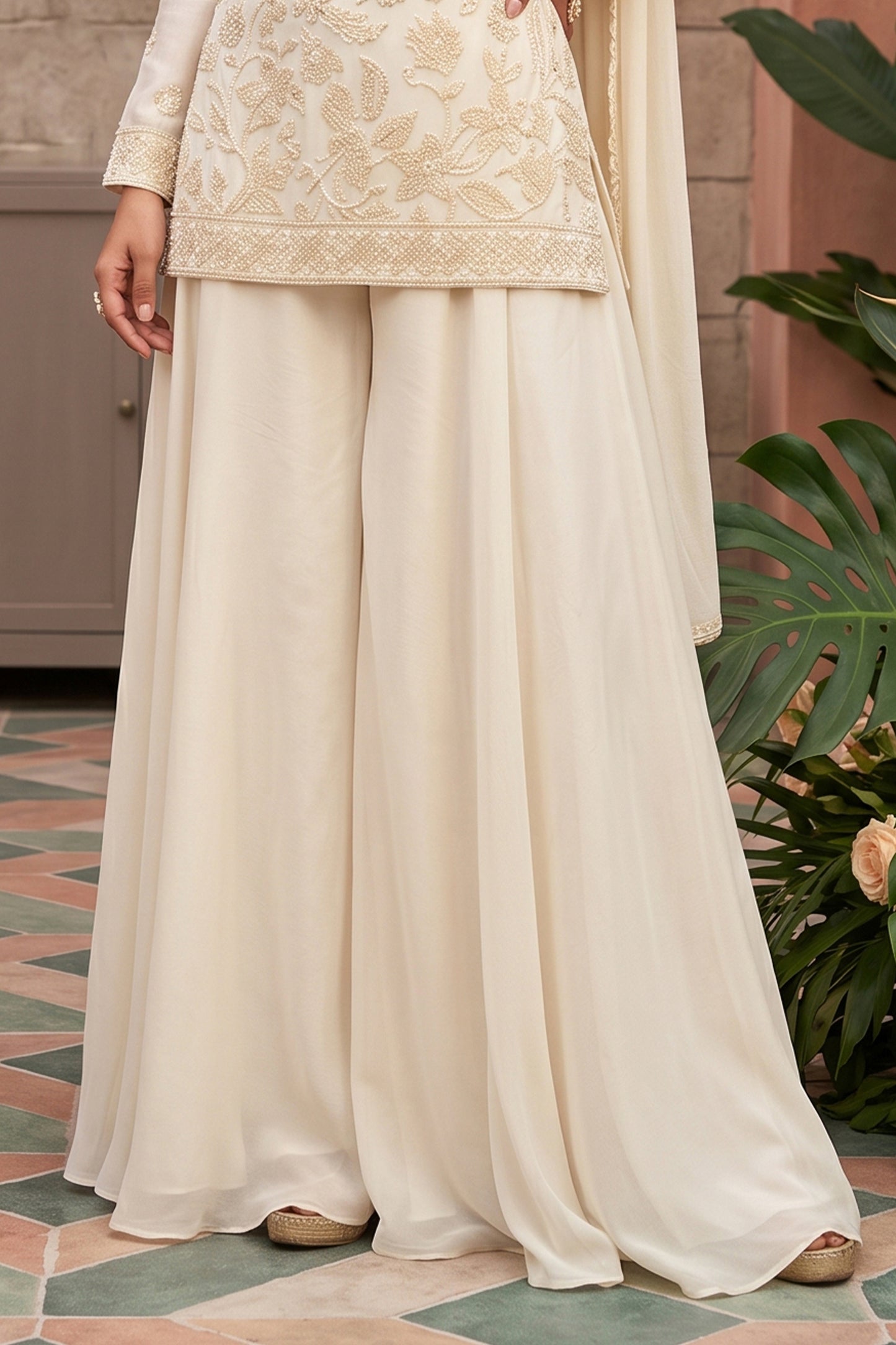 Off White Readymade Bead Work Chinon Suit-SAR13043_7_SareeButa.com