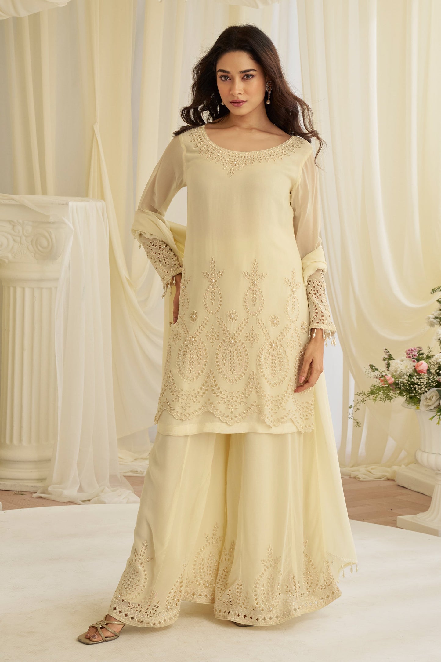 Off White Readymade Bead Work Georgette Suit-SAR11621_4_SareeButa.com