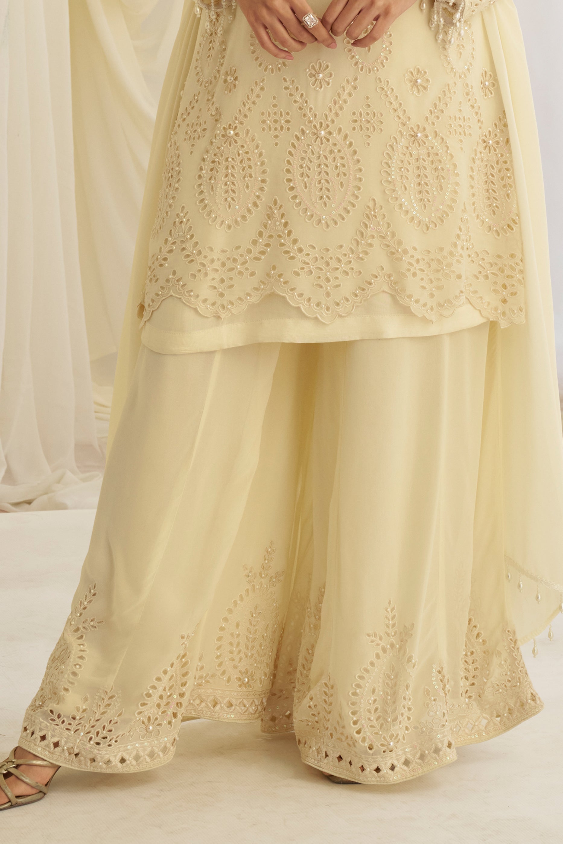 Off White Readymade Bead Work Georgette Suit-SAR11621_5_SareeButa.com