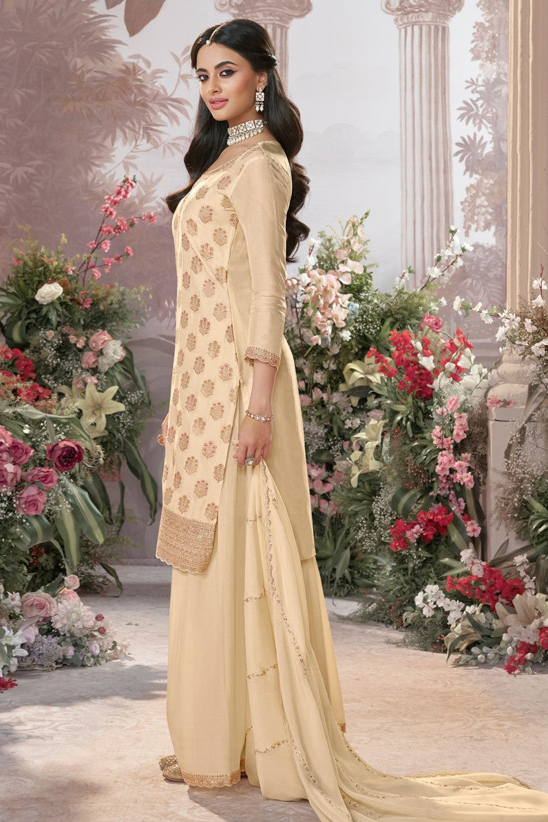 Off White Readymade Dola Silk Sharara Suit-SS965_4_SareeButa.com