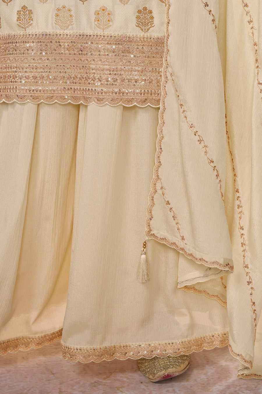 Off White Readymade Dola Silk Sharara Suit-SS965_6_SareeButa.com