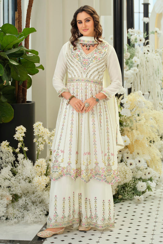Off White Readymade Embroidered Anarkali Suit-SAR11693_1_SareeButa.com