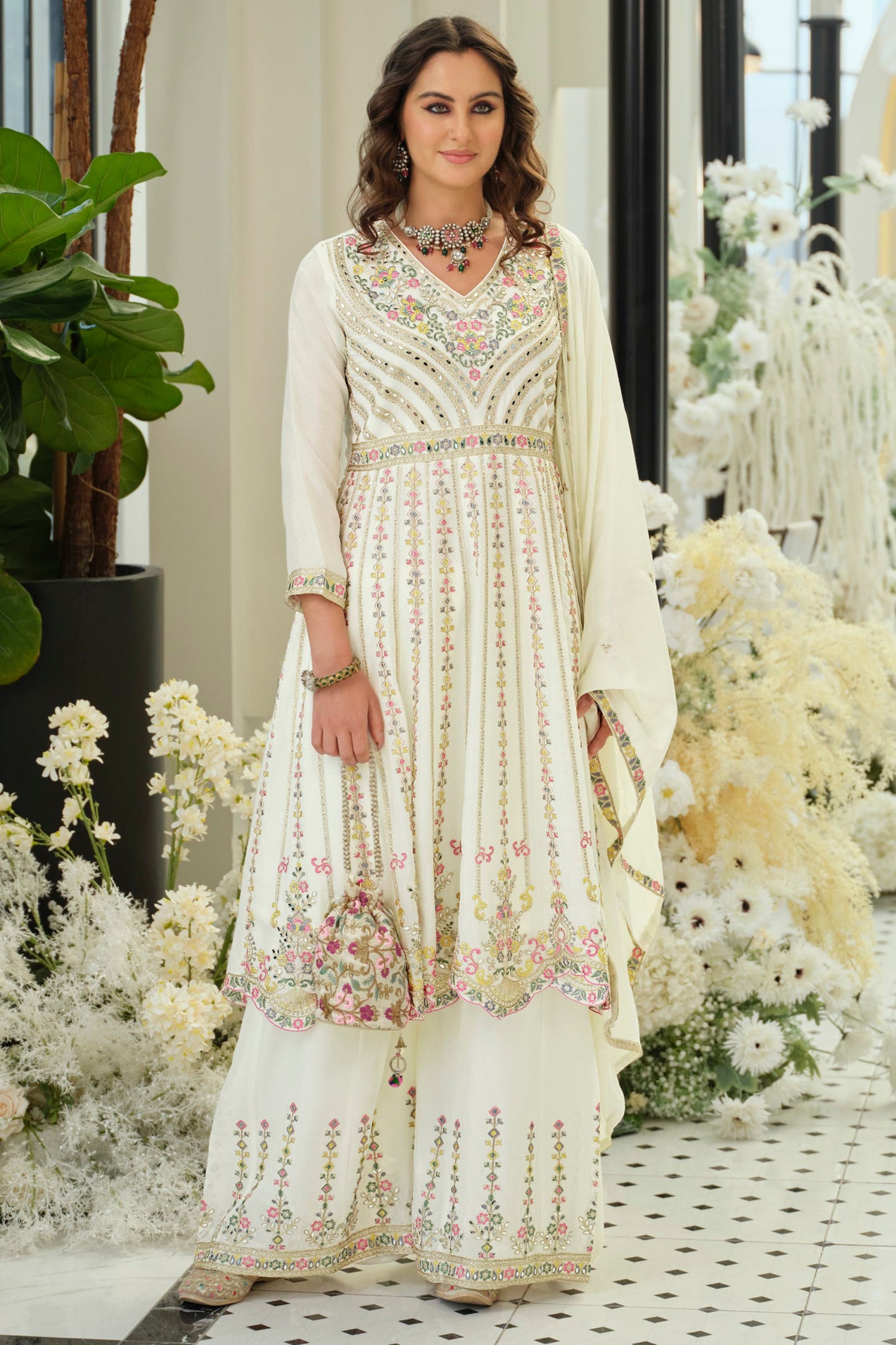 Off White Readymade Embroidered Anarkali Suit-SAR11693_4_SareeButa.com
