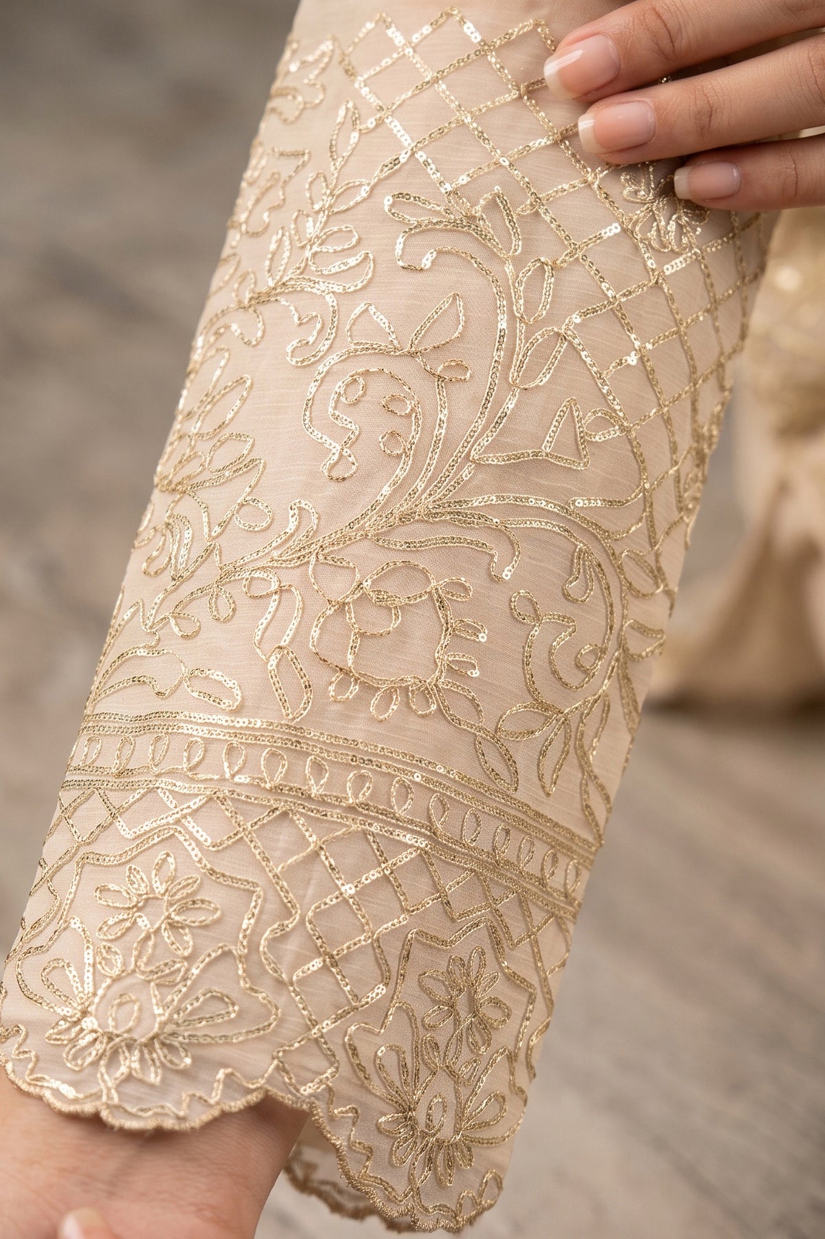 Off White Readymade Embroidered Chinon Palazzo Suit-SAR13359_3_SareeButa.com