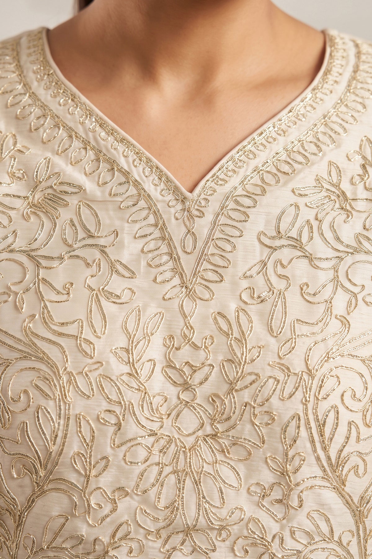 Off White Readymade Embroidered Chinon Palazzo Suit-SAR13359_5_SareeButa.com