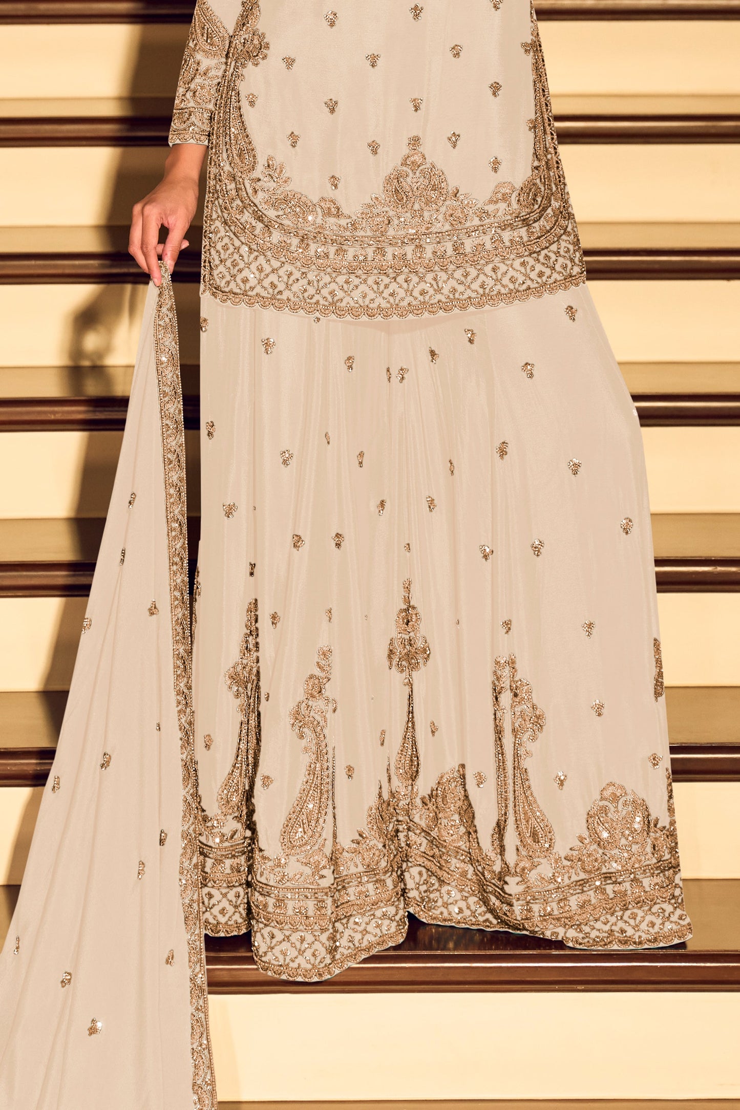 Off White Readymade Embroidered Chinon Silk Suit-SAR11573_4_SareeButa.com