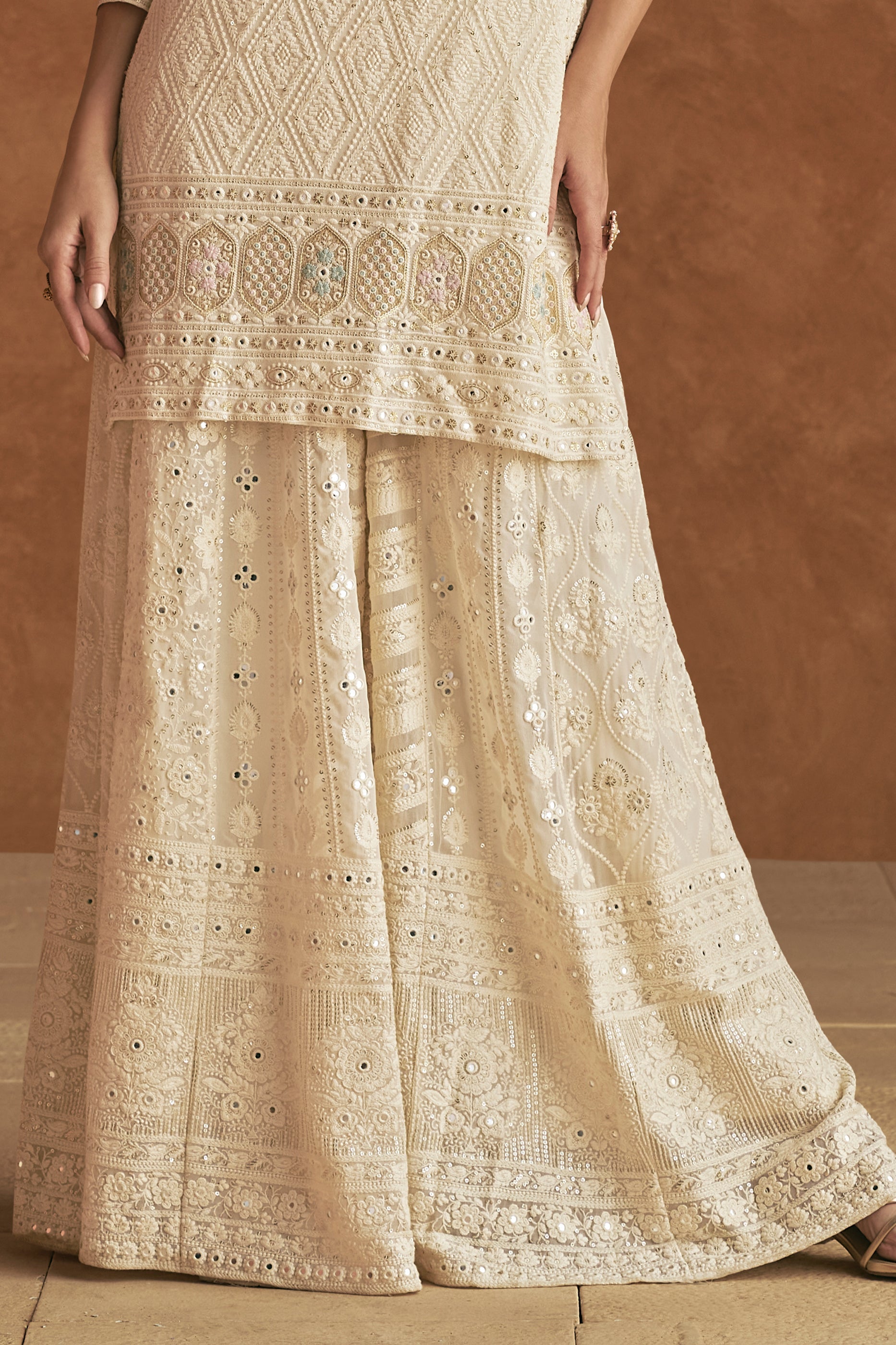 Off White Readymade Embroidered Georgette Palazzo Suit-SAR11568_4_SareeButa.com