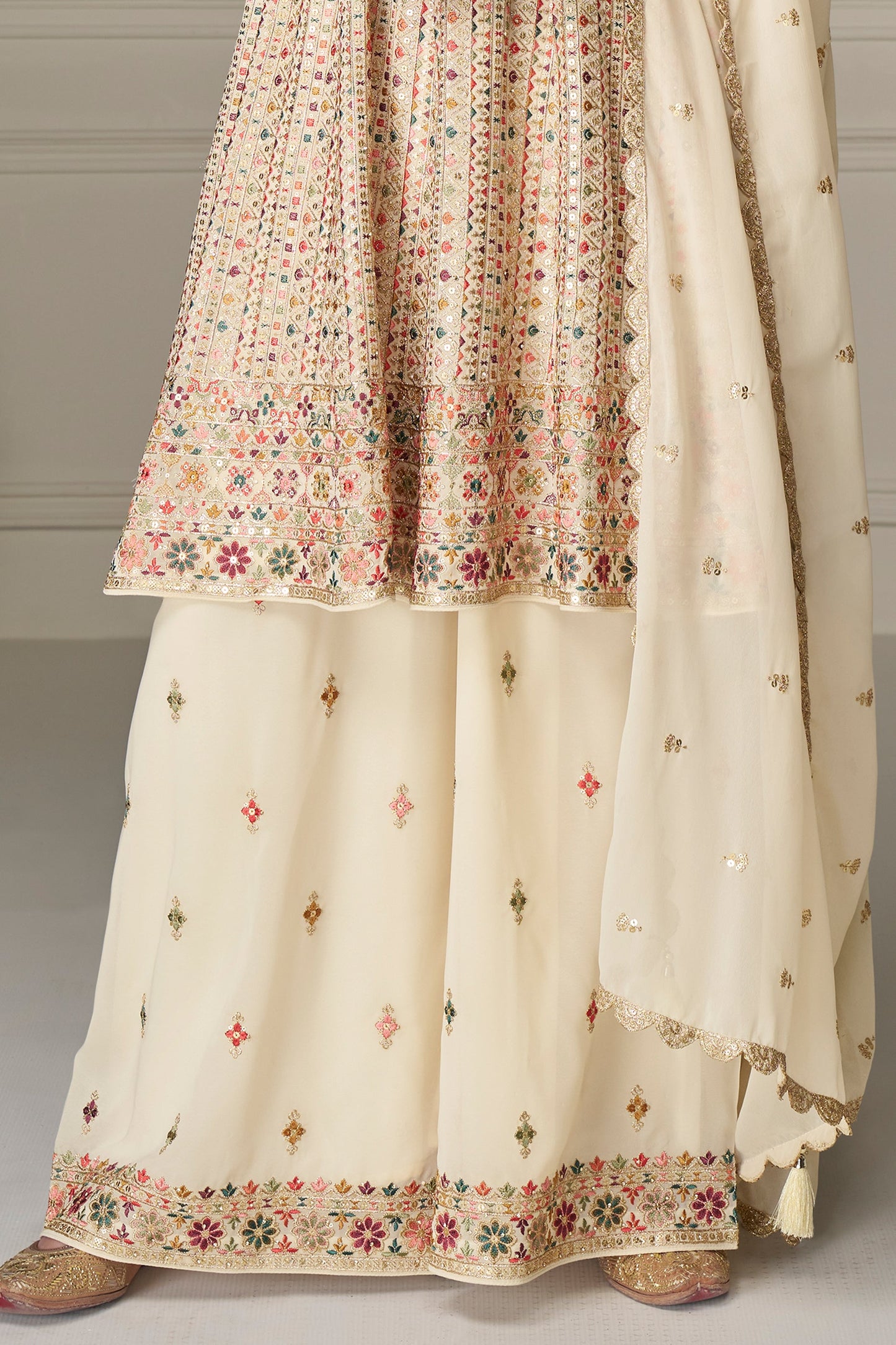Off White Readymade Embroidered Georgette Suit-SAR11548_4_SareeButa.com