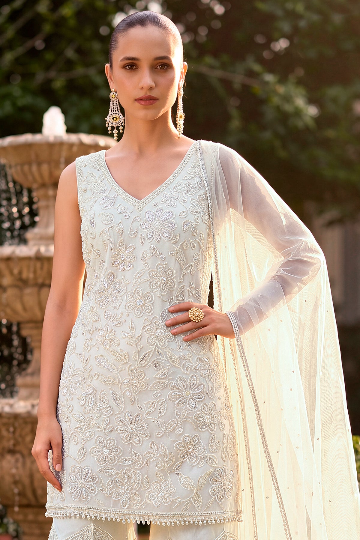 Off White Readymade Embroidered Net Sharara Suit-SAR13575_5_SareeButa.com