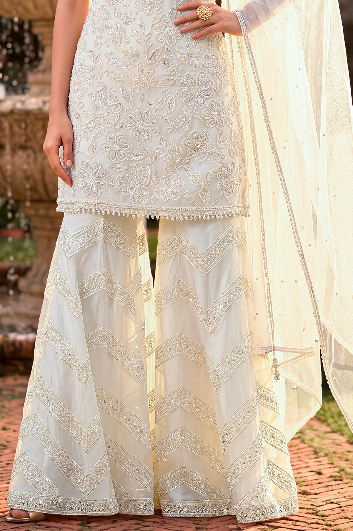 Off White Readymade Embroidered Net Sharara Suit-SAR13575_6_SareeButa.com