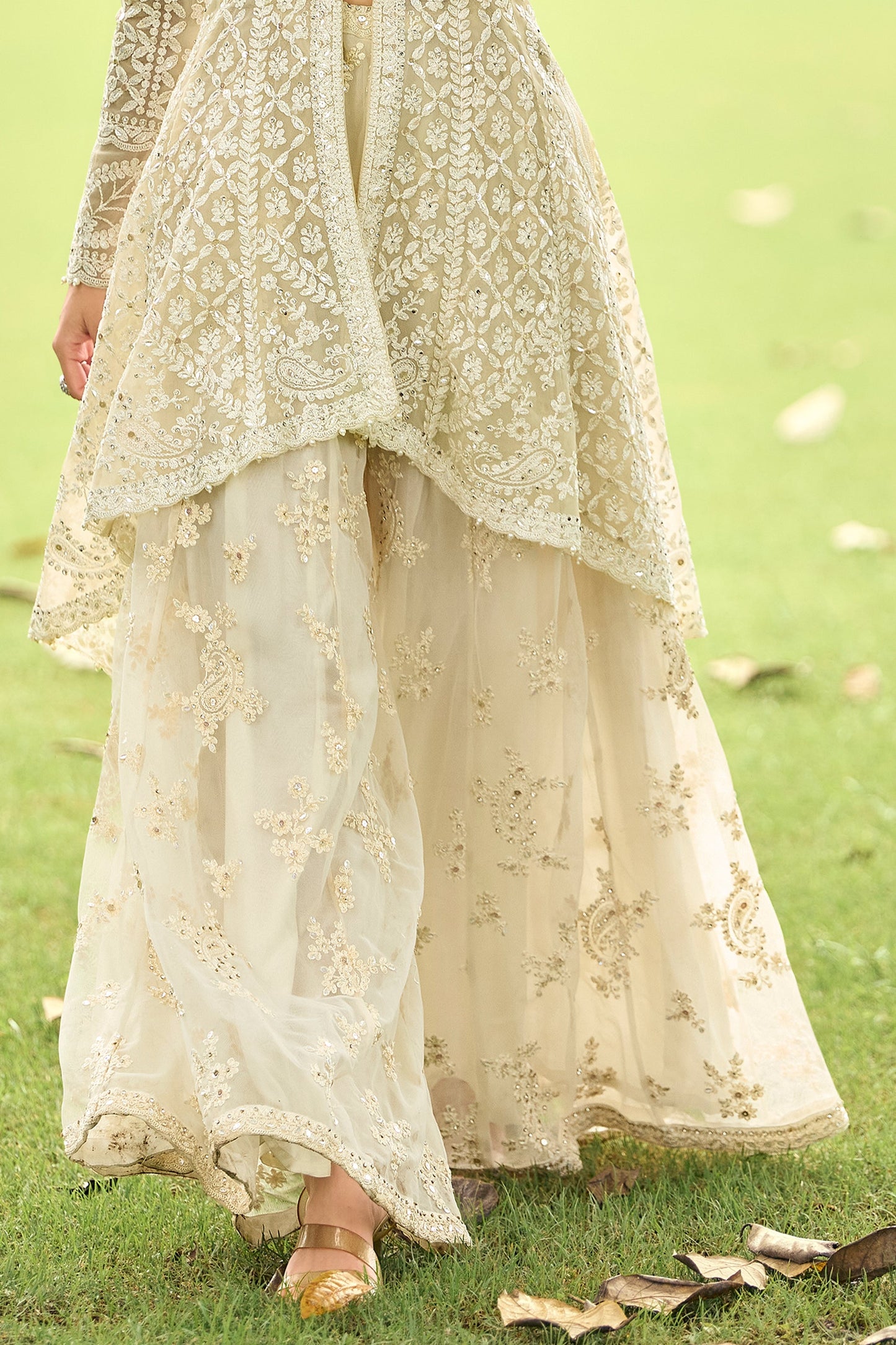 Off White Readymade Embroidered Net Suit-SAR11662_5_SareeButa.com