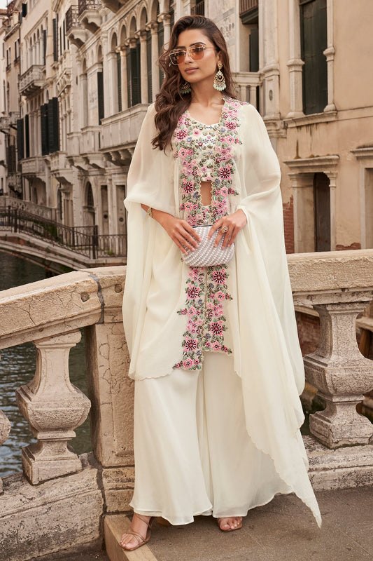 Off White Readymade Embroidered Palazzo Set-SAR10665_1_SareeButa.com
