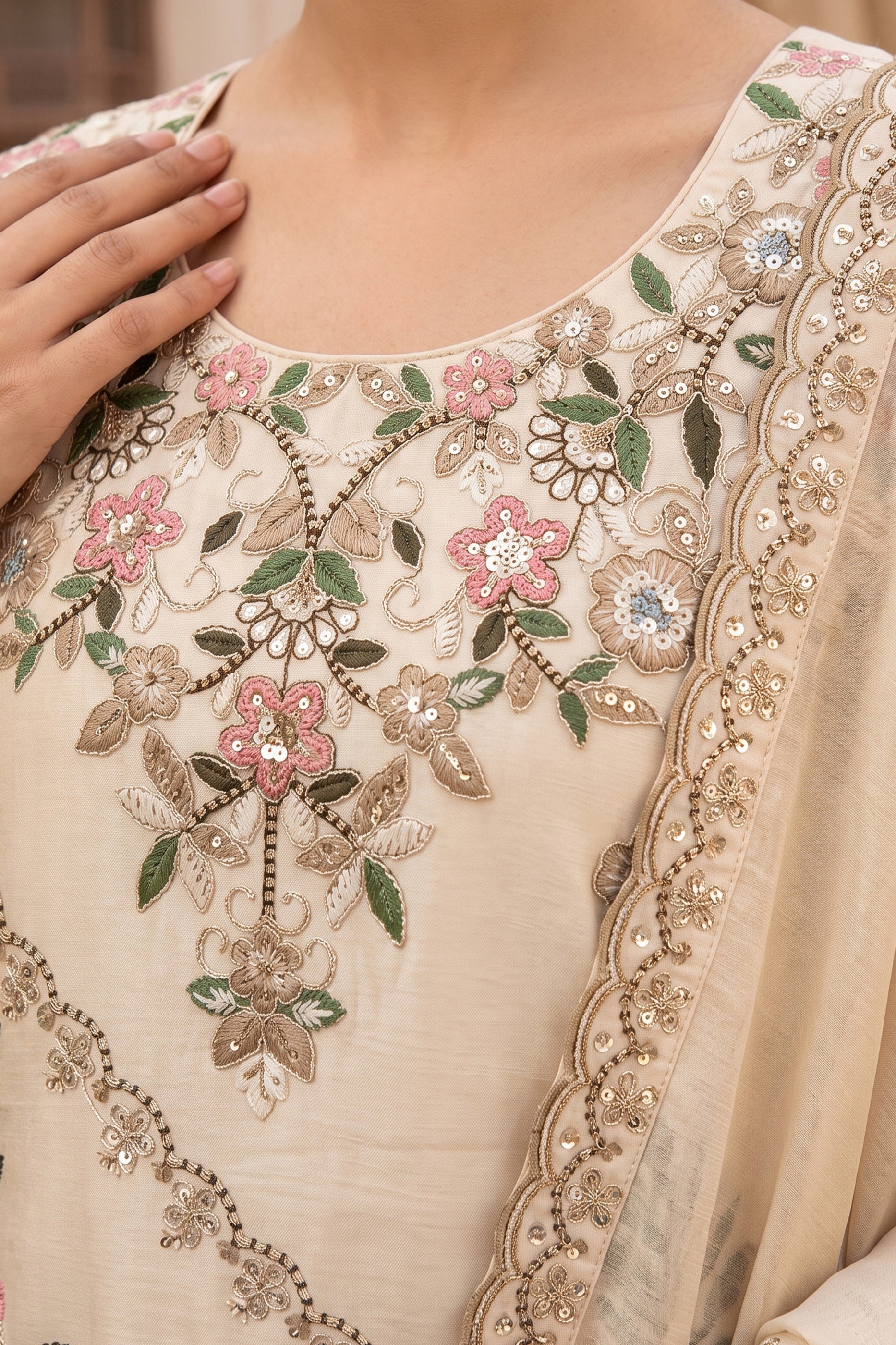 Off White Readymade Embroidered Palazzo Suit-SAR13137_2_SareeButa.com