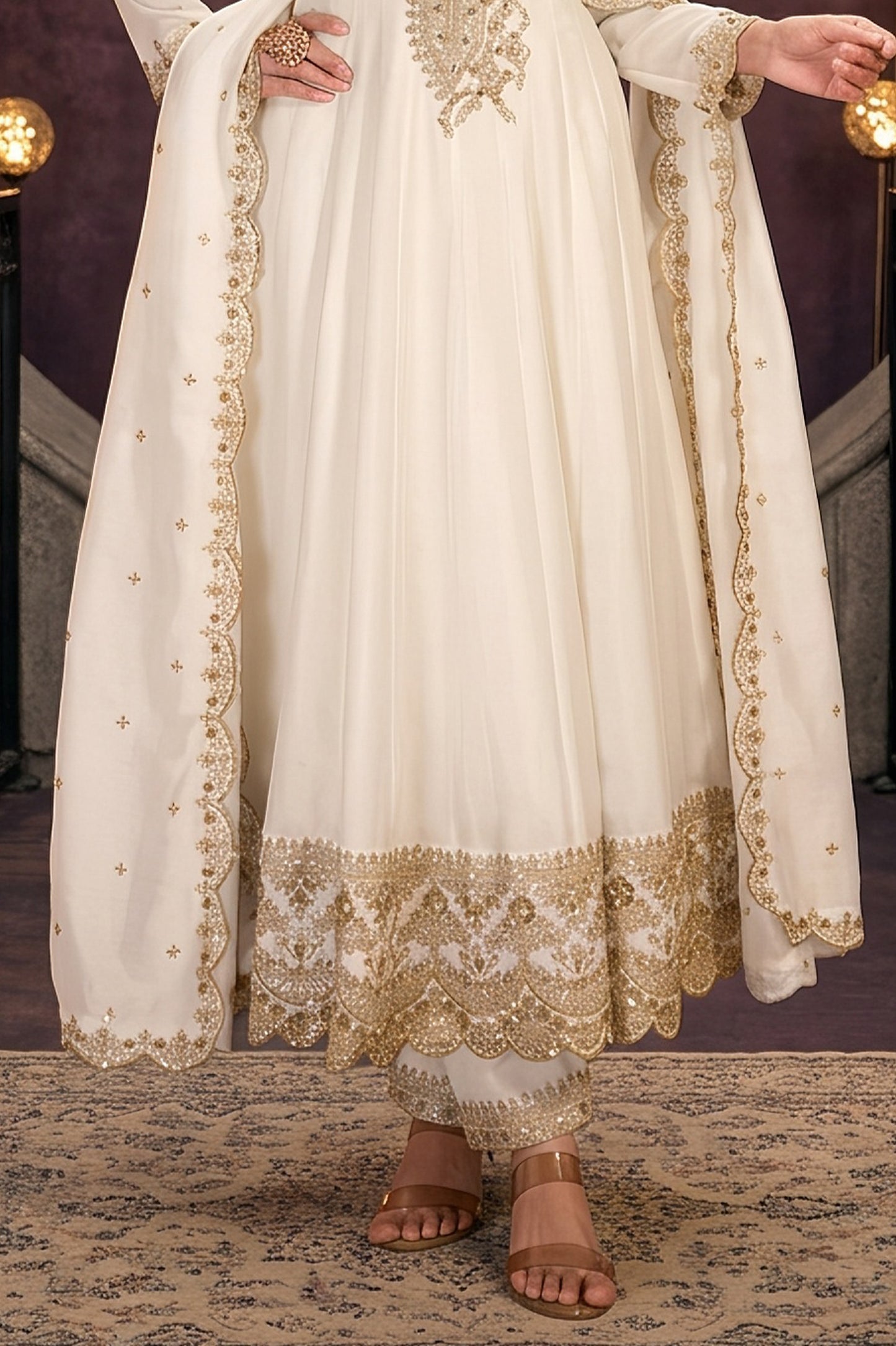 Off White Readymade Embroidered Silk Anarkali Suit-SAR13091_6_SareeButa.com