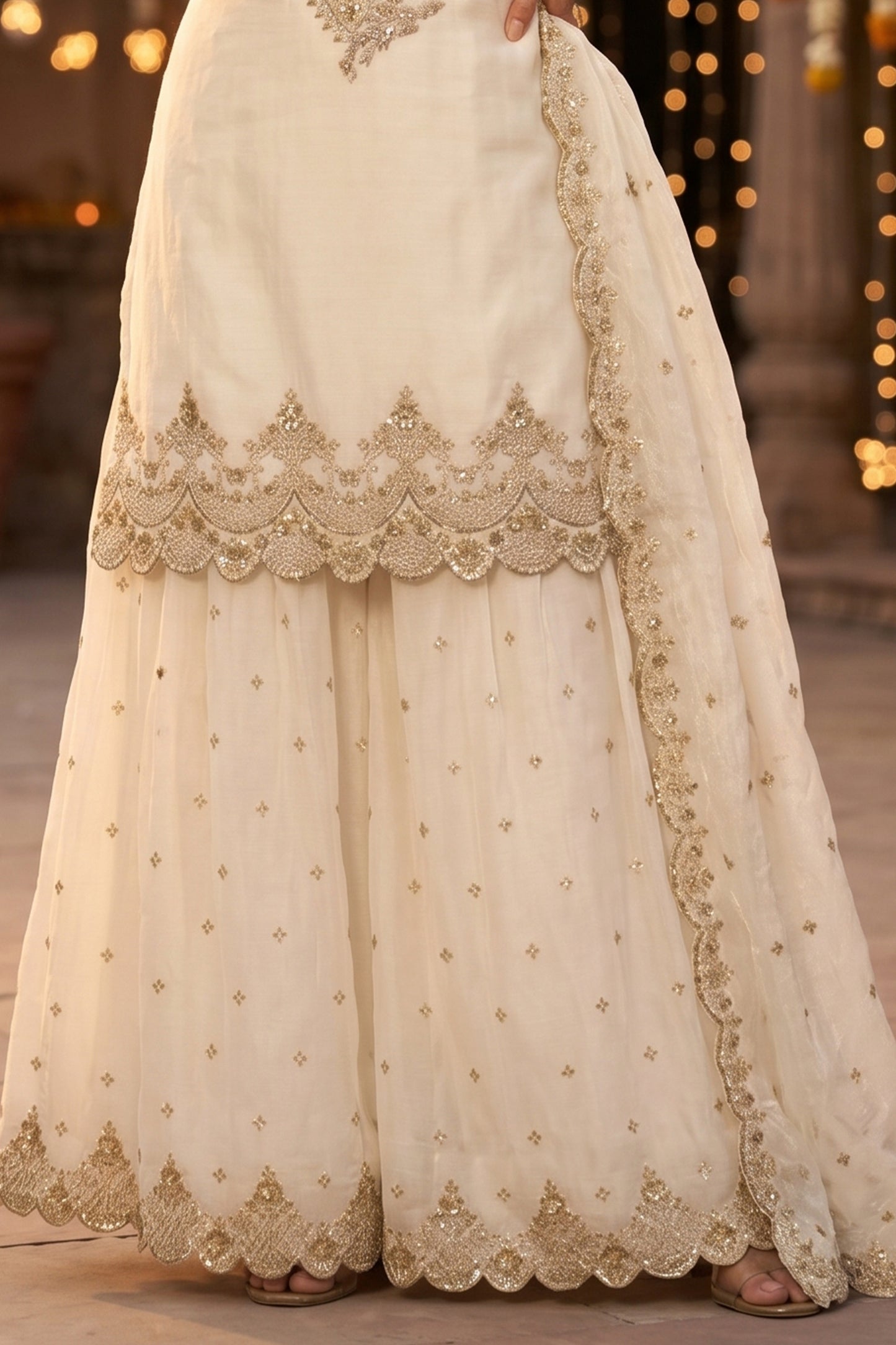 Off White Readymade Embroidered Silk Sharara Suit-SAR13002_6_SareeButa.com