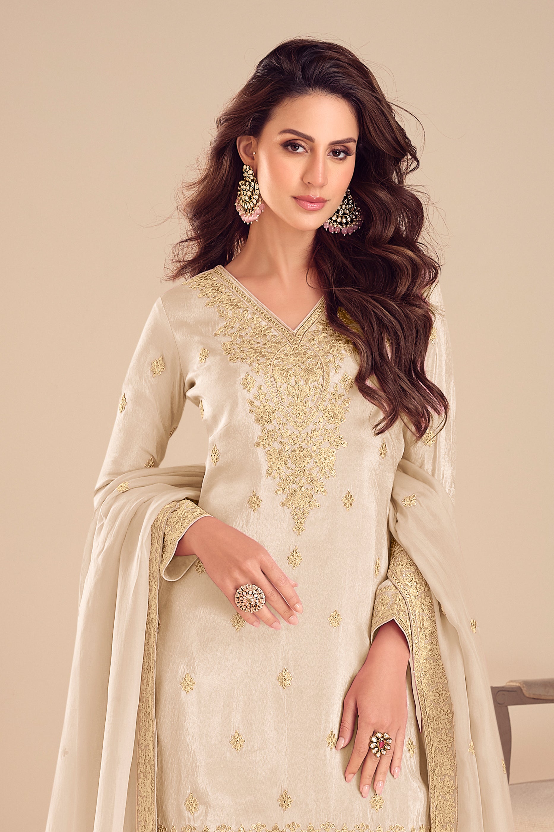 Off White Readymade Embroidered Simar Silk Suit-SAR12236_3_SareeButa.com