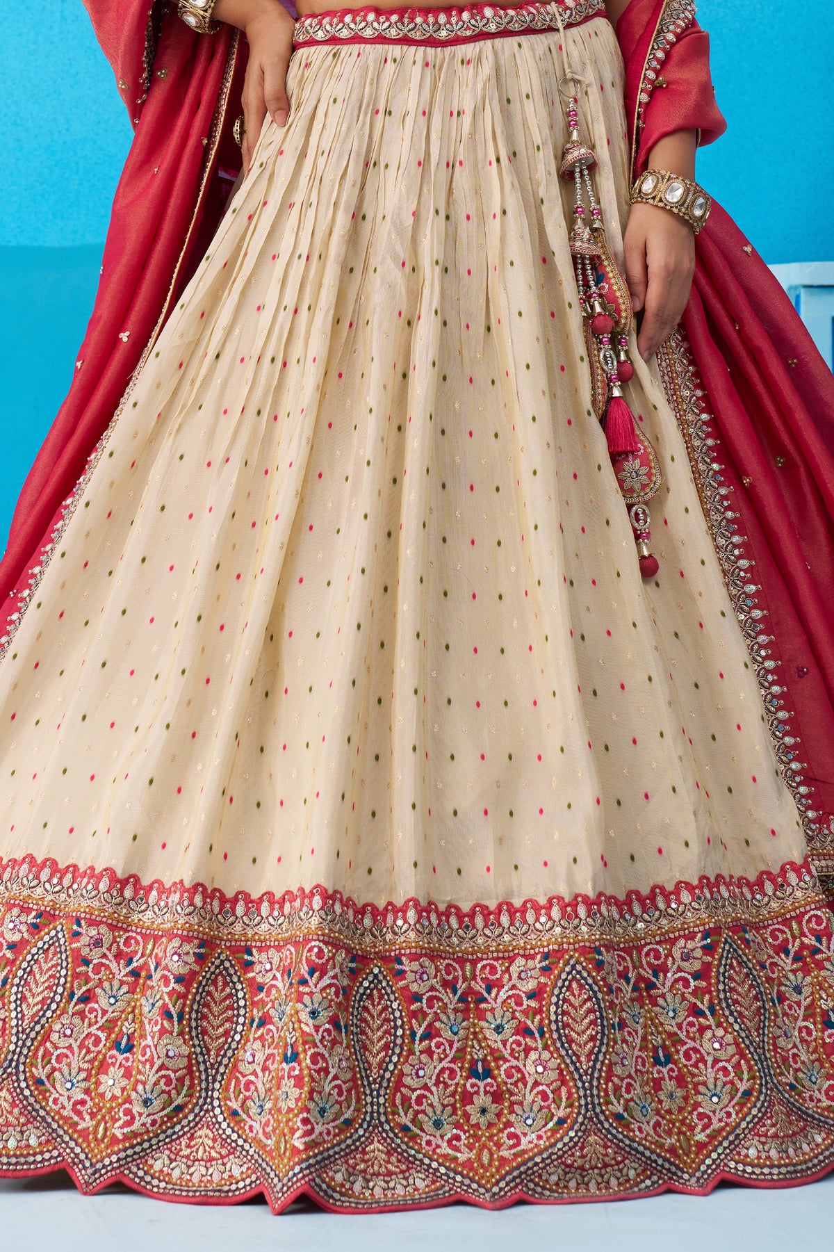 Off White Readymade Embroidered Tissue Lehenga-SAR12885_8_SareeButa.com