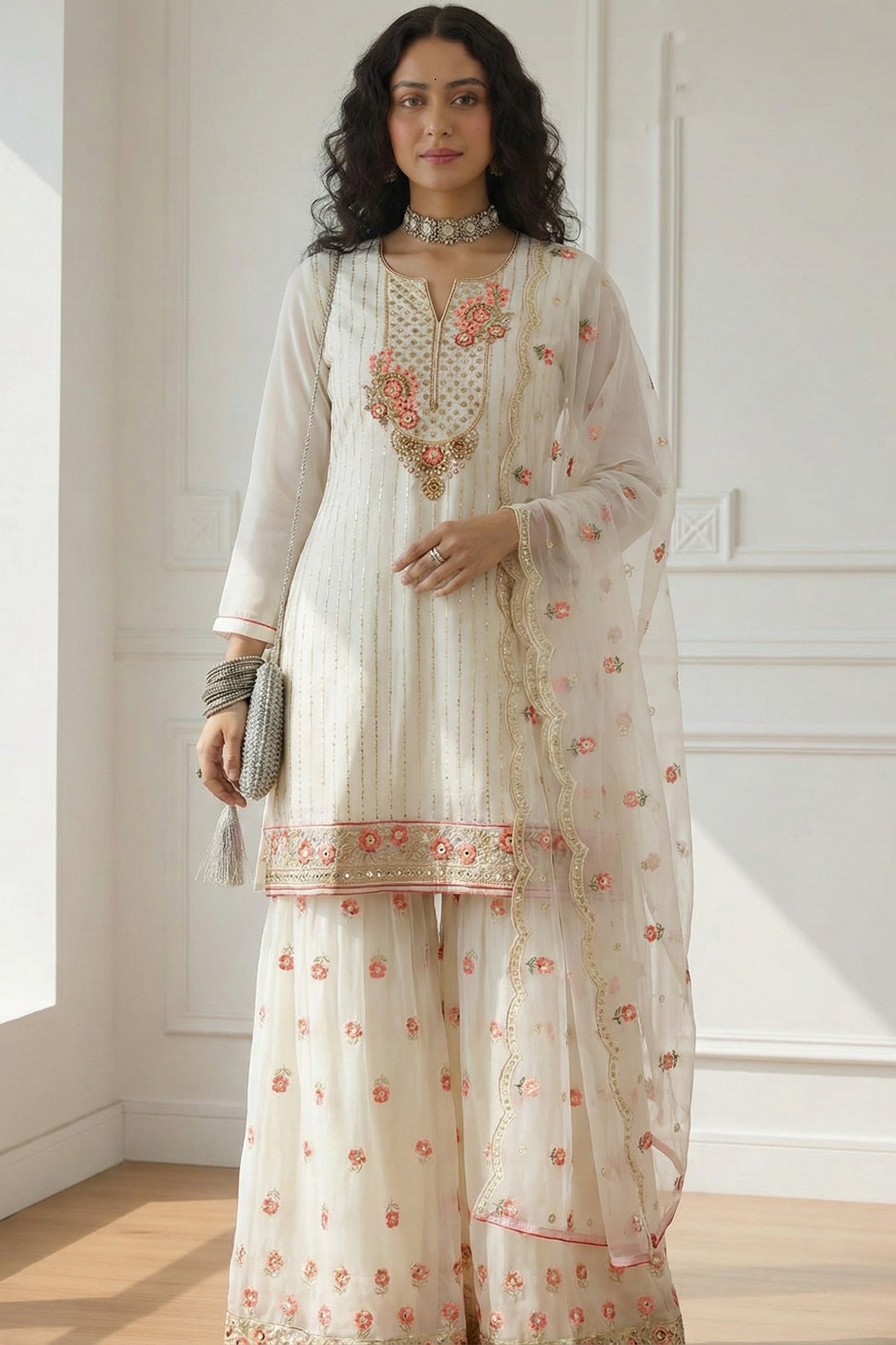Off White Readymade Georgette Sharara Suit-SAR12760_2_SareeButa.com