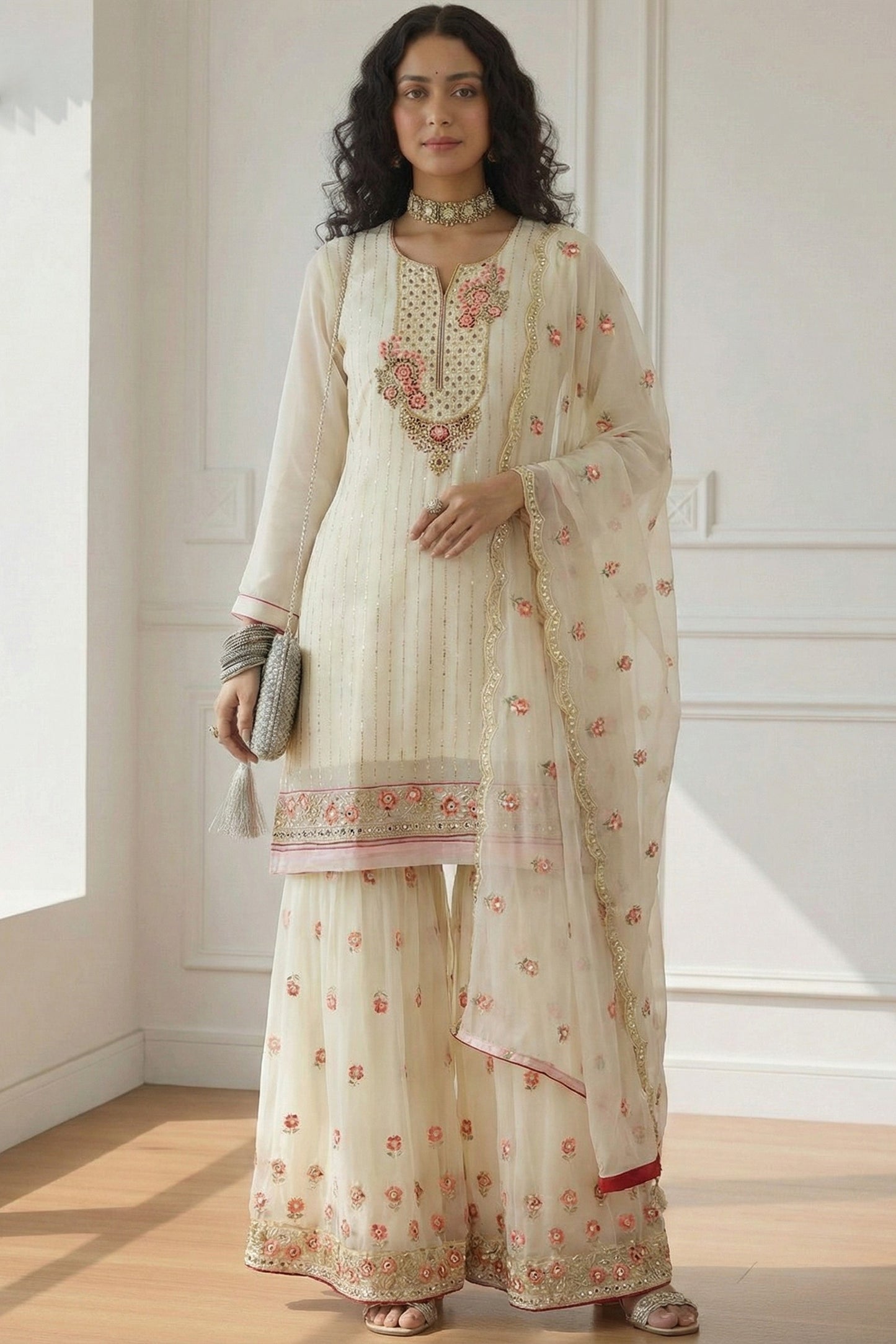 Off White Readymade Georgette Sharara Suit-SAR12760_3_SareeButa.com
