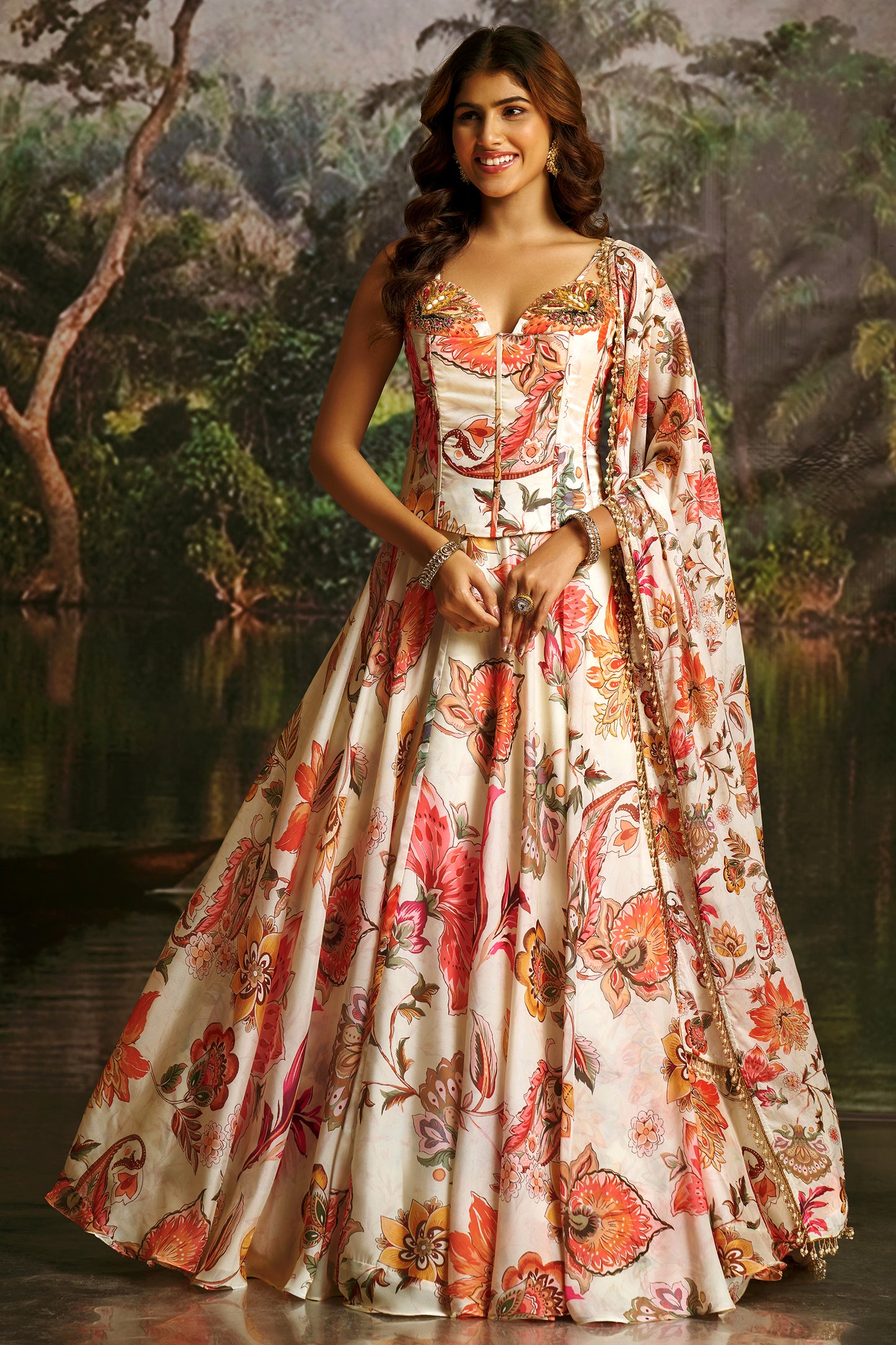 Off White Readymade Printed Georgette Lehenga-SAR12193_5_SareeButa.com