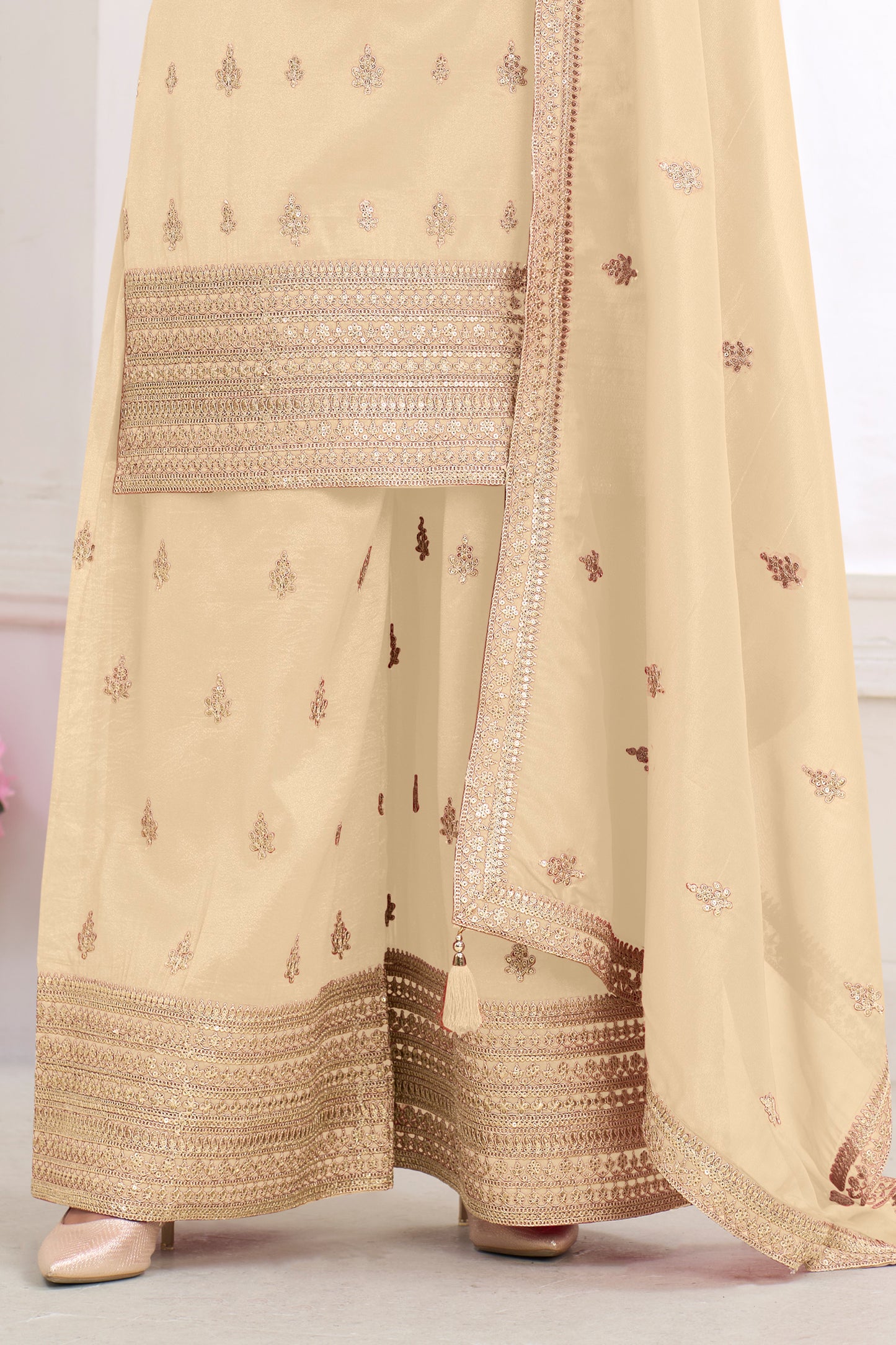 Off White Red Readymade Embroidered Simar Silk Suit-SAR12225_4_SareeButa.com