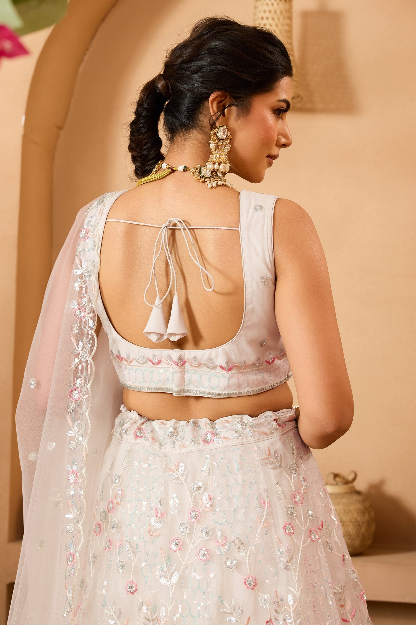 Off White Semi-Stitched Embroidered Net Lehenga-SAR10708_3_SareeButa.com