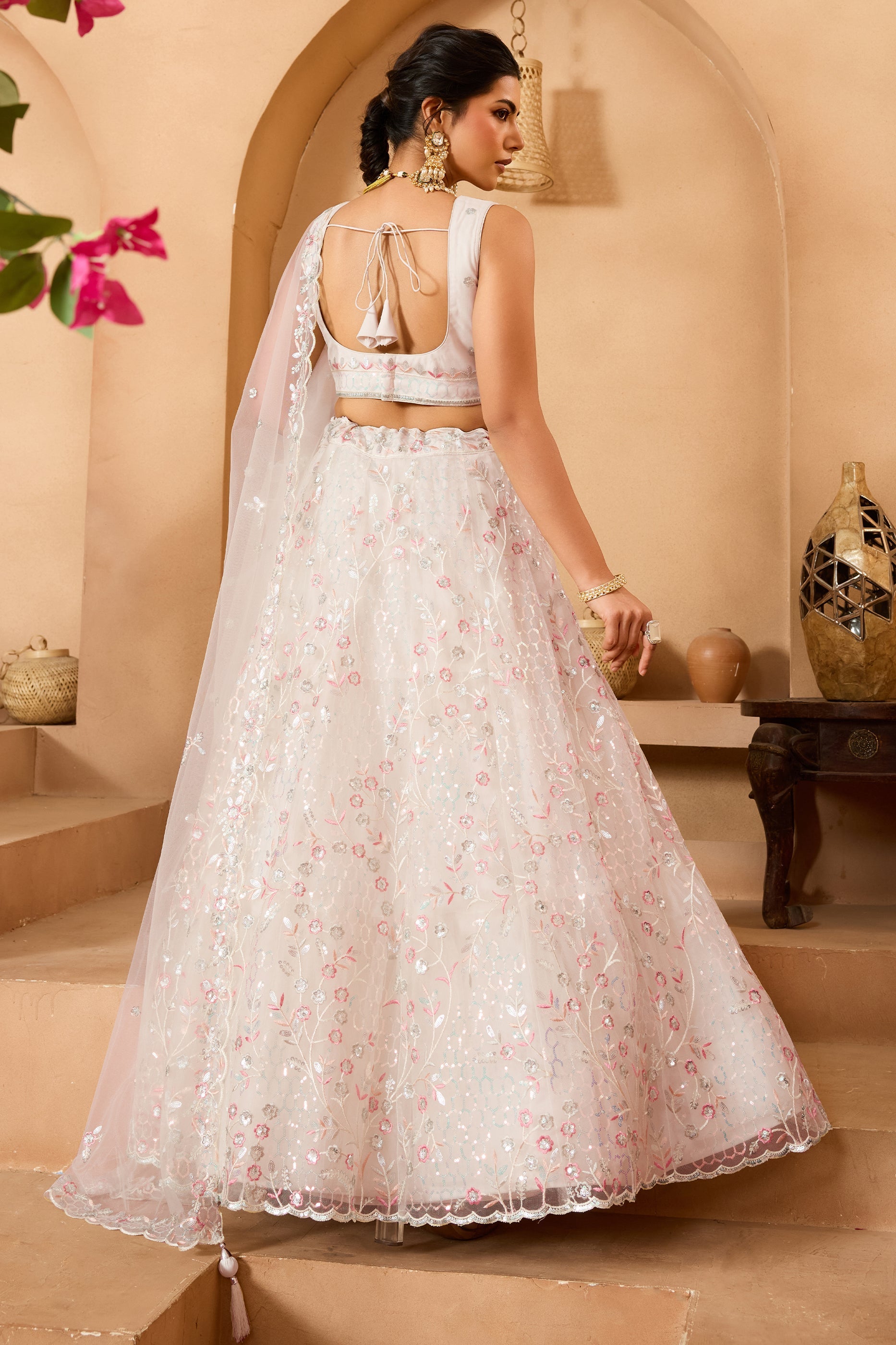 Off White Semi-Stitched Embroidered Net Lehenga-SAR10708_5_SareeButa.com
