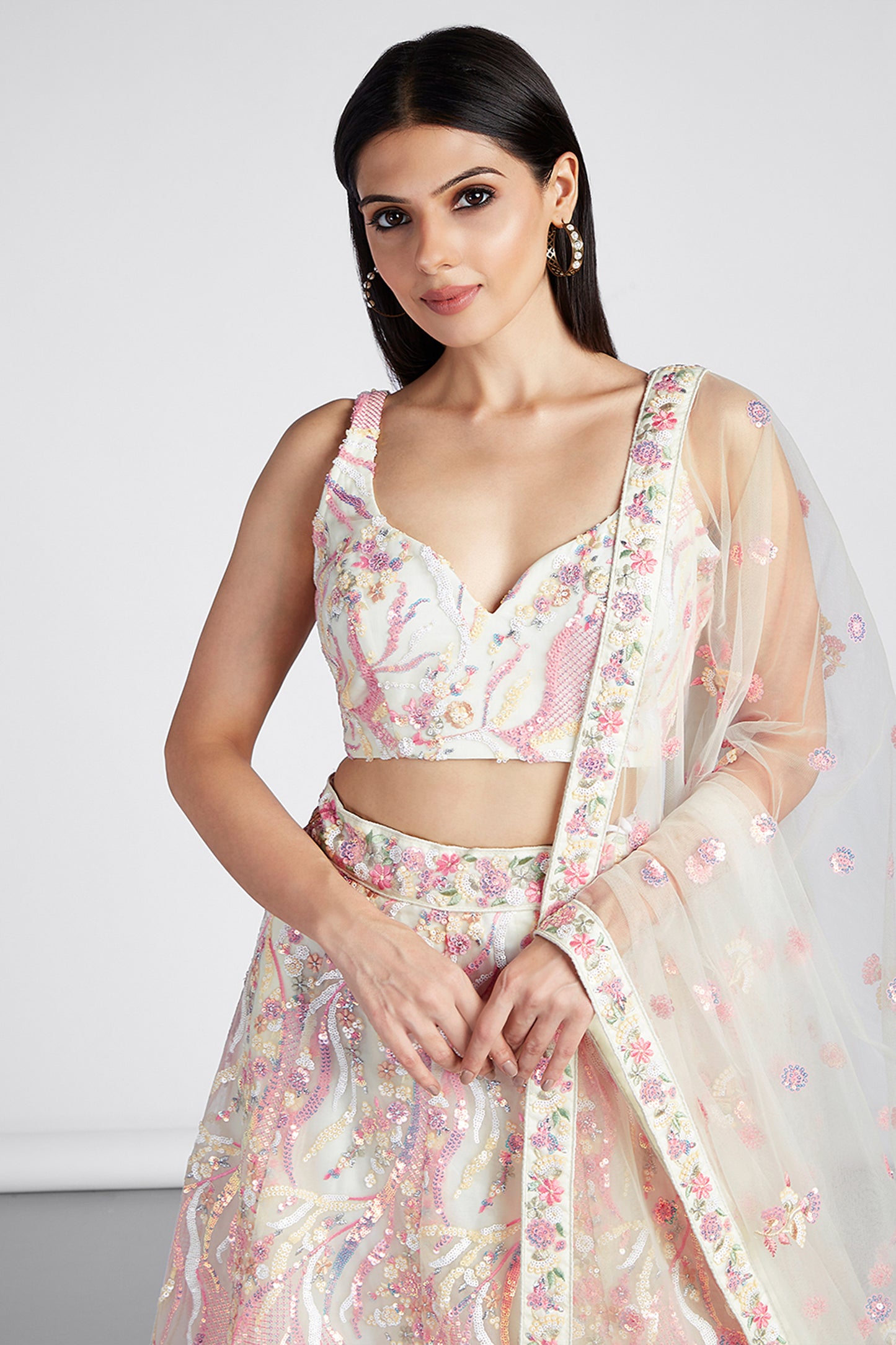Off White Semi-Stitched Embroidered Net Lehenga-SAR12833_2_SareeButa.com