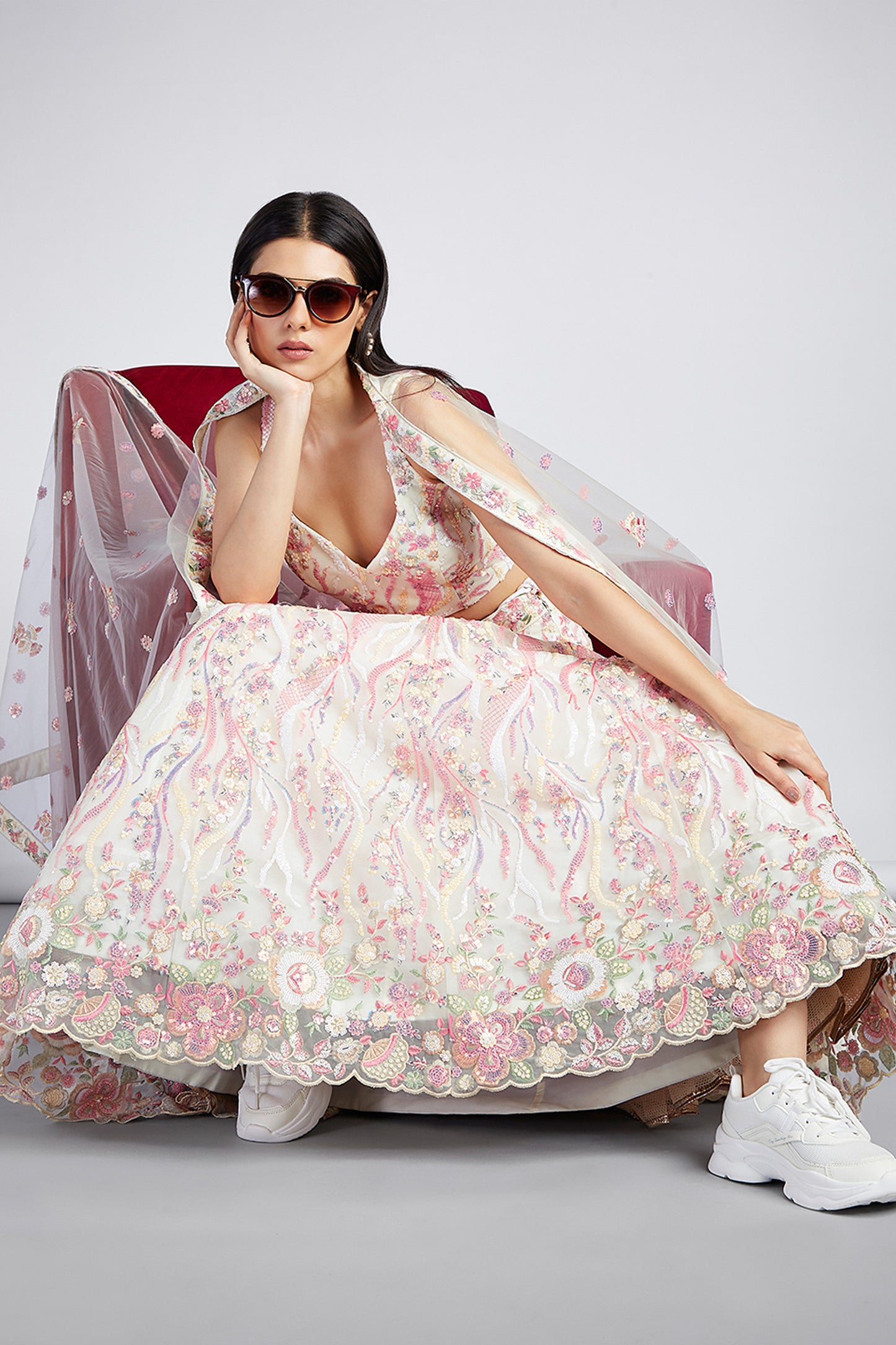 Off White Semi-Stitched Embroidered Net Lehenga-SAR12833_3_SareeButa.com