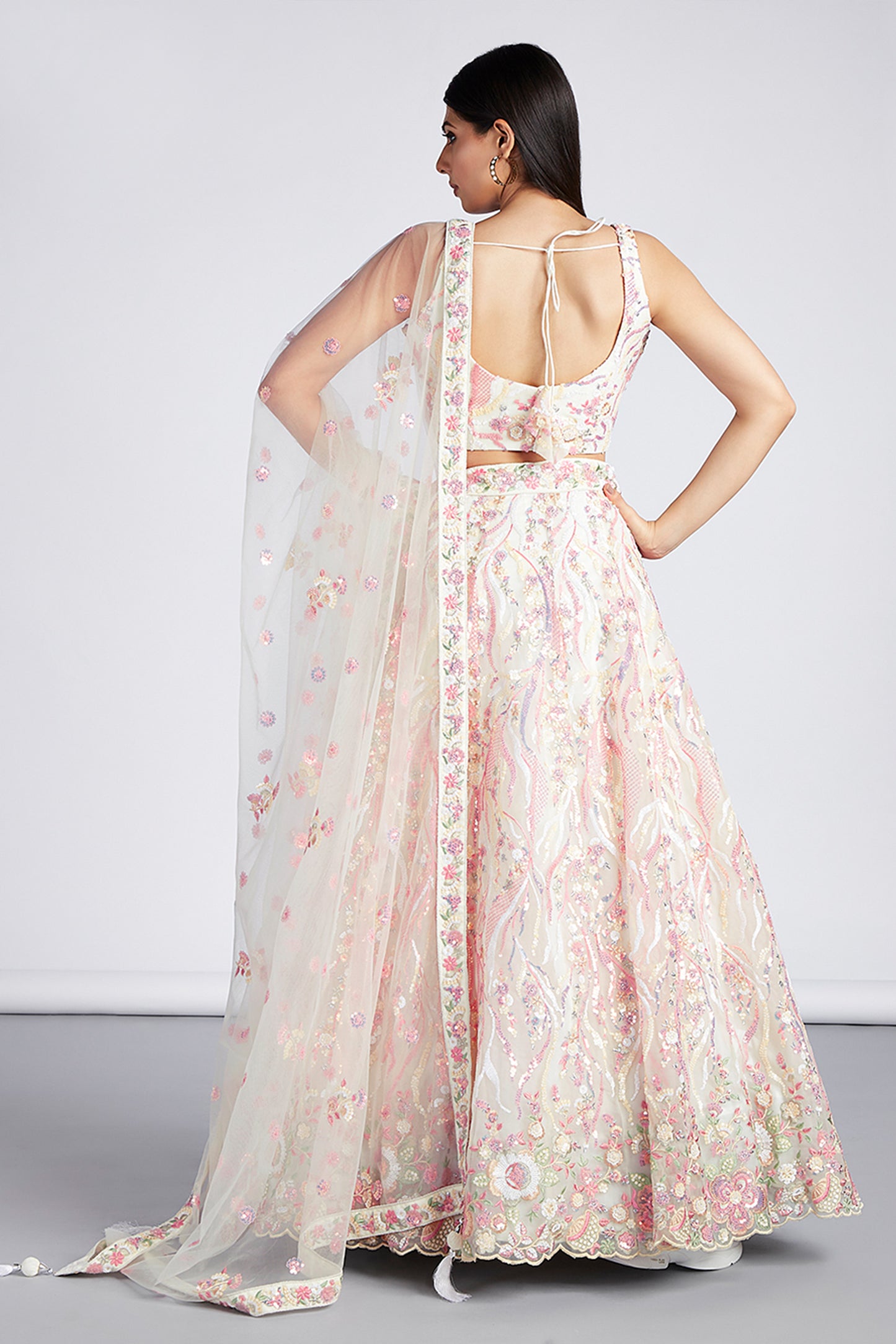 Off White Semi-Stitched Embroidered Net Lehenga-SAR12833_4_SareeButa.com