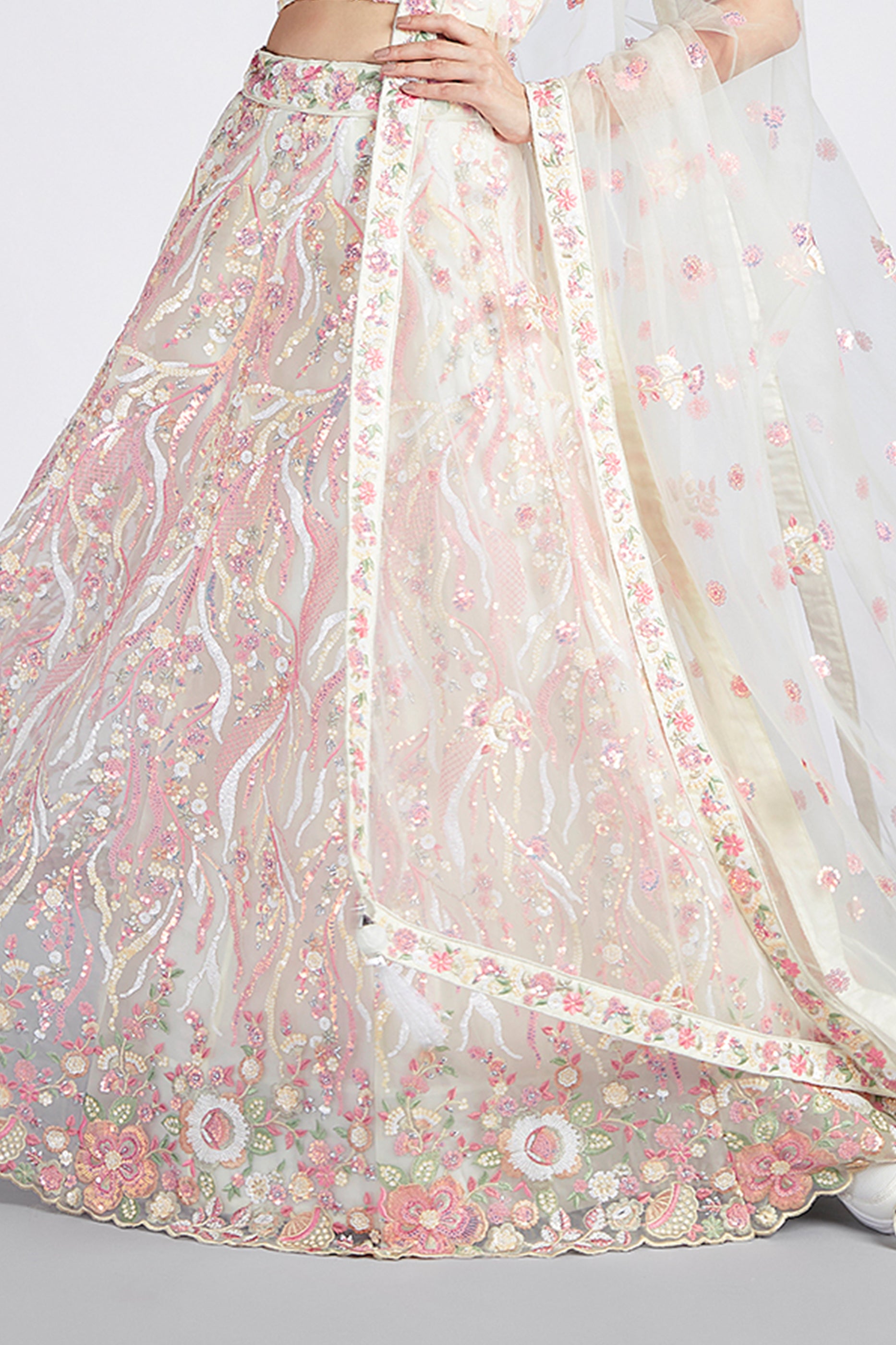 Off White Semi-Stitched Embroidered Net Lehenga-SAR12833_8_SareeButa.com