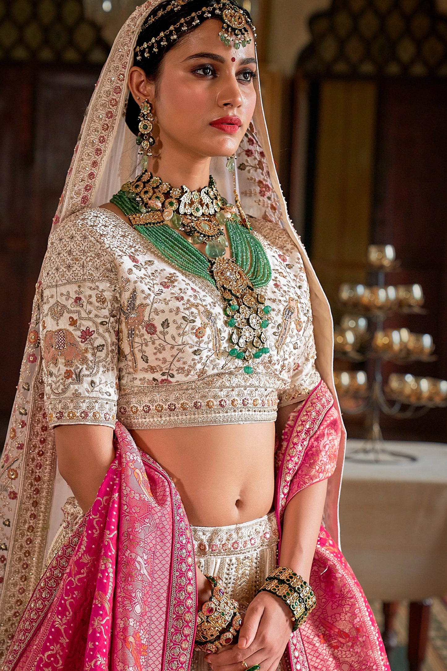 Off White Semi-Stitched Embroidered Silk Lehenga-SAR11516_2_SareeButa.com