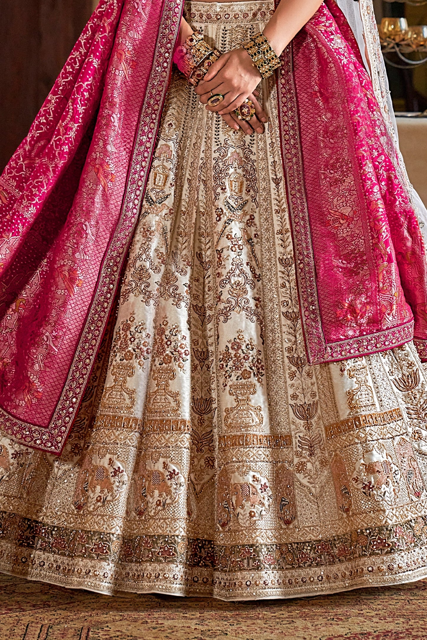 Off White Semi-Stitched Embroidered Silk Lehenga-SAR11516_4_SareeButa.com